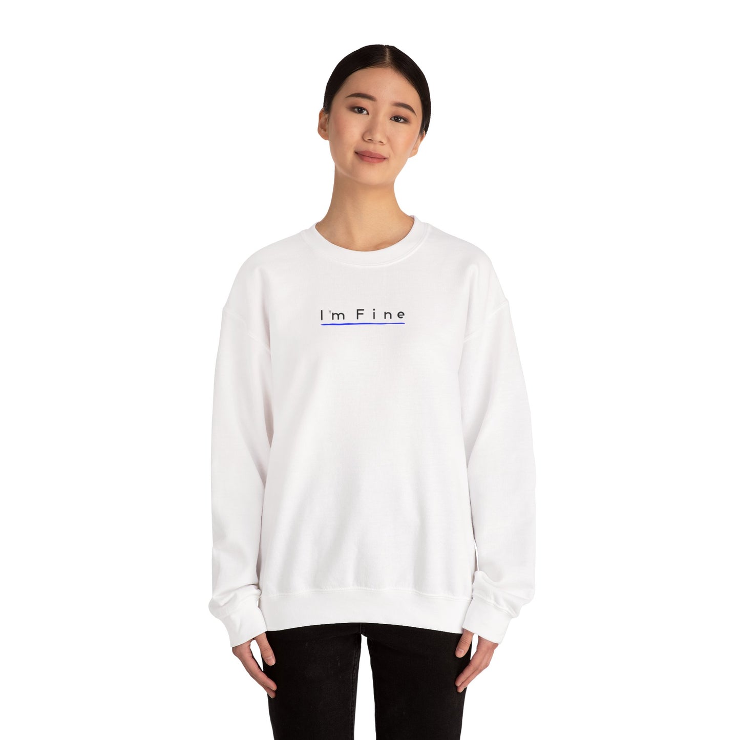 Chill Vibes Sweatshirt, I’m Fine Crewneck, Funny Shark Design, Gift for Friends, Casual Wear, Loungewear, Comfy Fashion