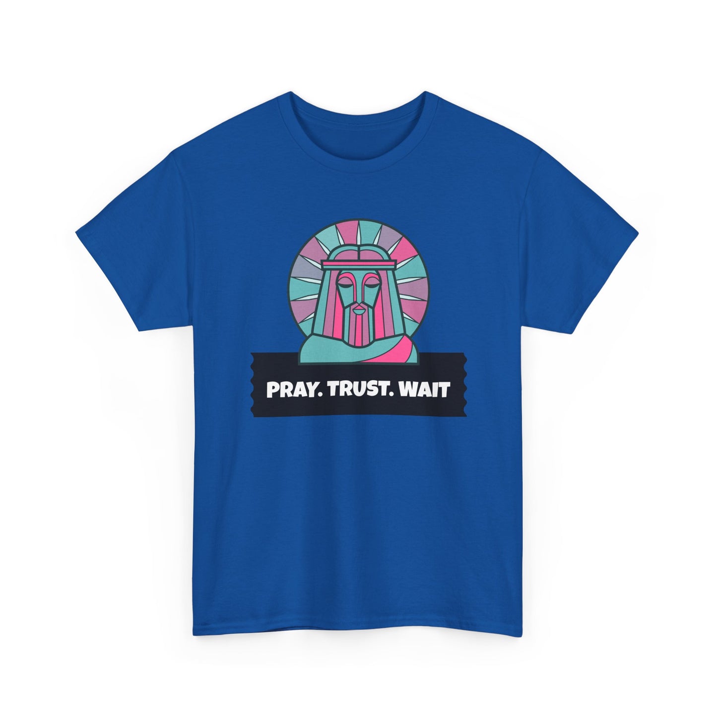 Spiritual Unisex Cotton Tee, Motivational Graphic Shirt, Pray Trust Wait Tee, Gifts for Him/Her, Casual Wear