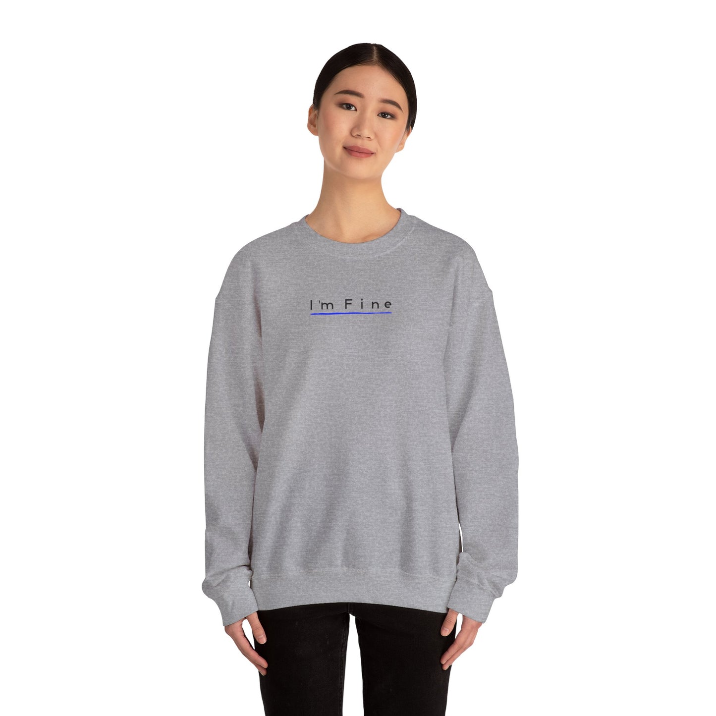 Chill Vibes Sweatshirt, I’m Fine Crewneck, Funny Shark Design, Gift for Friends, Casual Wear, Loungewear, Comfy Fashion