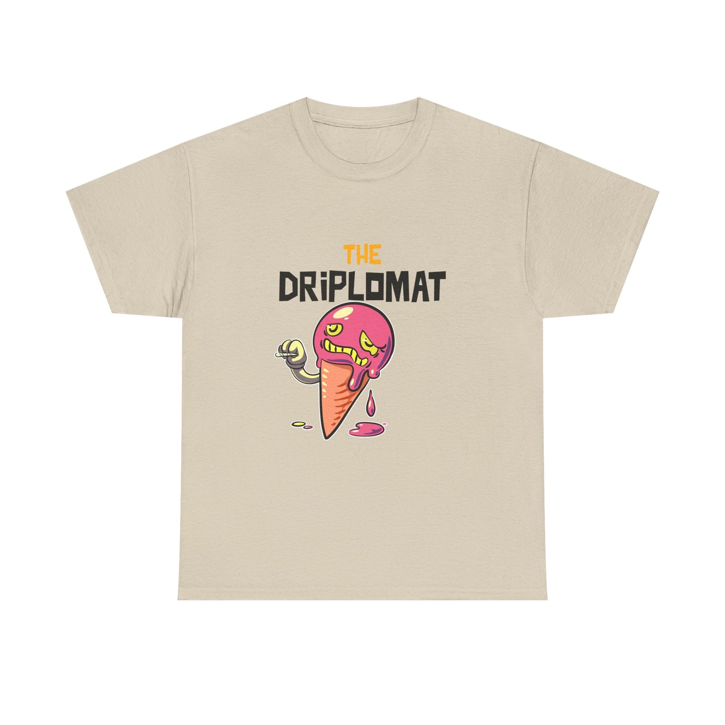 The Driplomat Ice Cream Tee, Fun Unisex Heavy Cotton T-Shirt, Cute Dessert Top, Quirky Apparel, Gift for Ice Cream Lovers