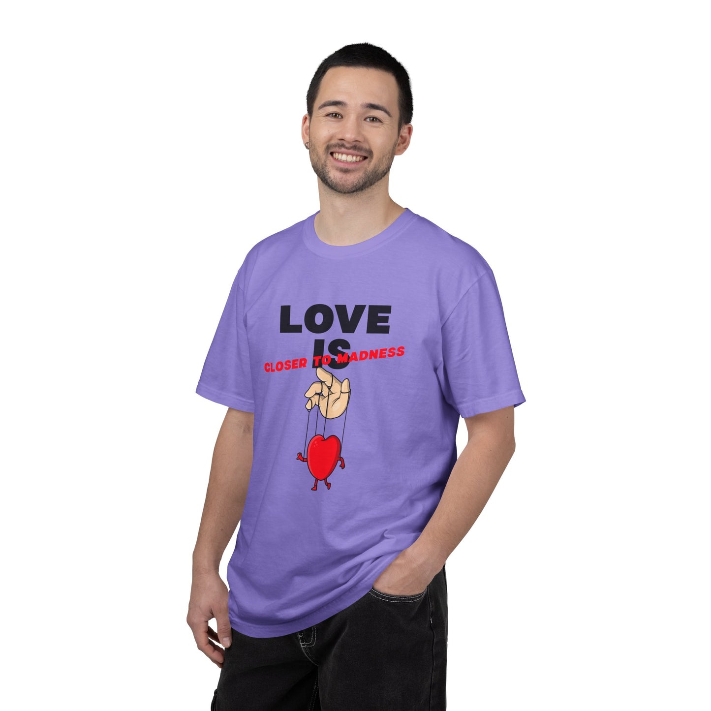 Love Is Closer to Sadness T-shirt | Heart Puppet Illustration