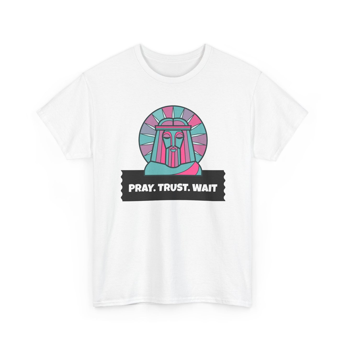 Spiritual Unisex Cotton Tee, Motivational Graphic Shirt, Pray Trust Wait Tee, Gifts for Him/Her, Casual Wear
