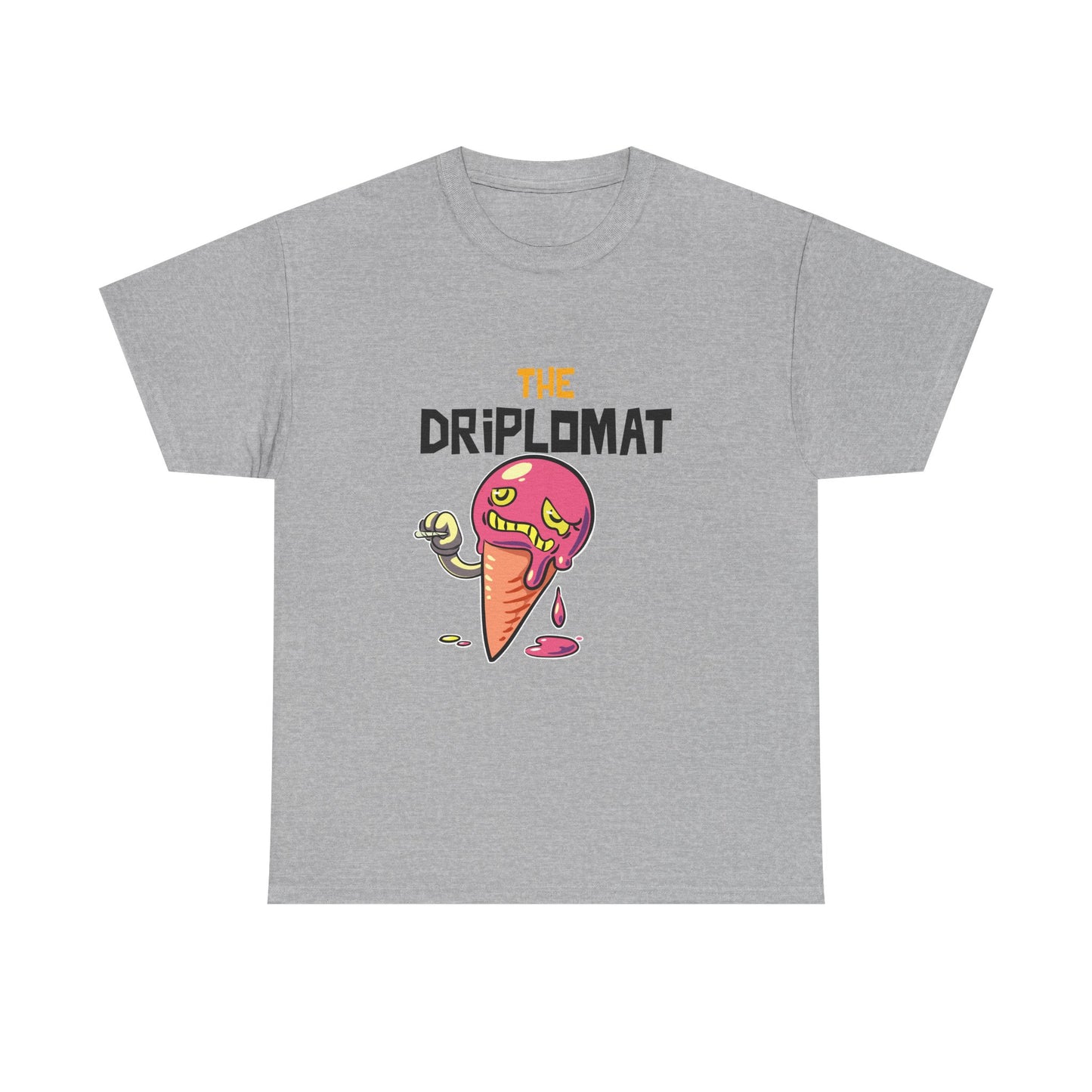 The Driplomat Ice Cream Tee, Fun Unisex Heavy Cotton T-Shirt, Cute Dessert Top, Quirky Apparel, Gift for Ice Cream Lovers