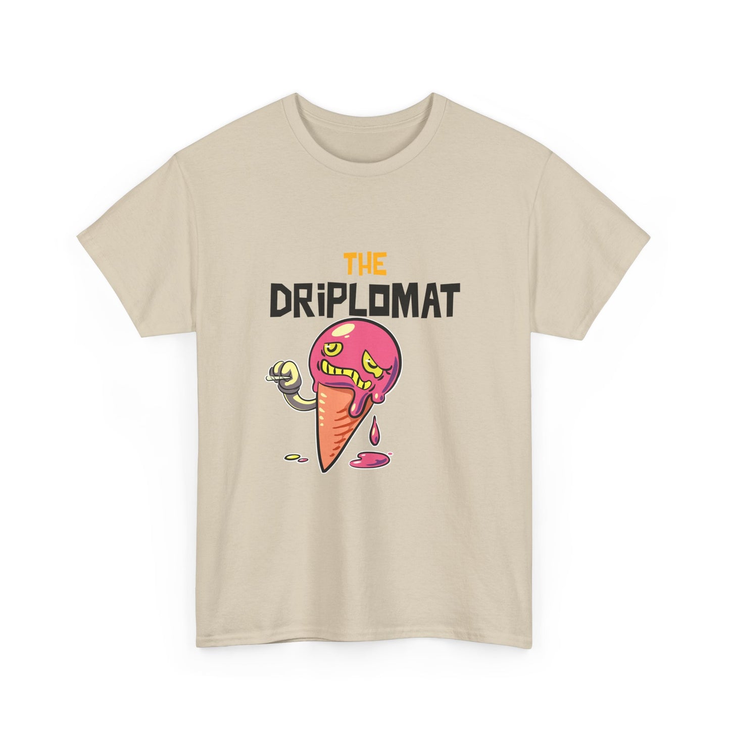 The Driplomat Ice Cream Tee, Fun Unisex Heavy Cotton T-Shirt, Cute Dessert Top, Quirky Apparel, Gift for Ice Cream Lovers