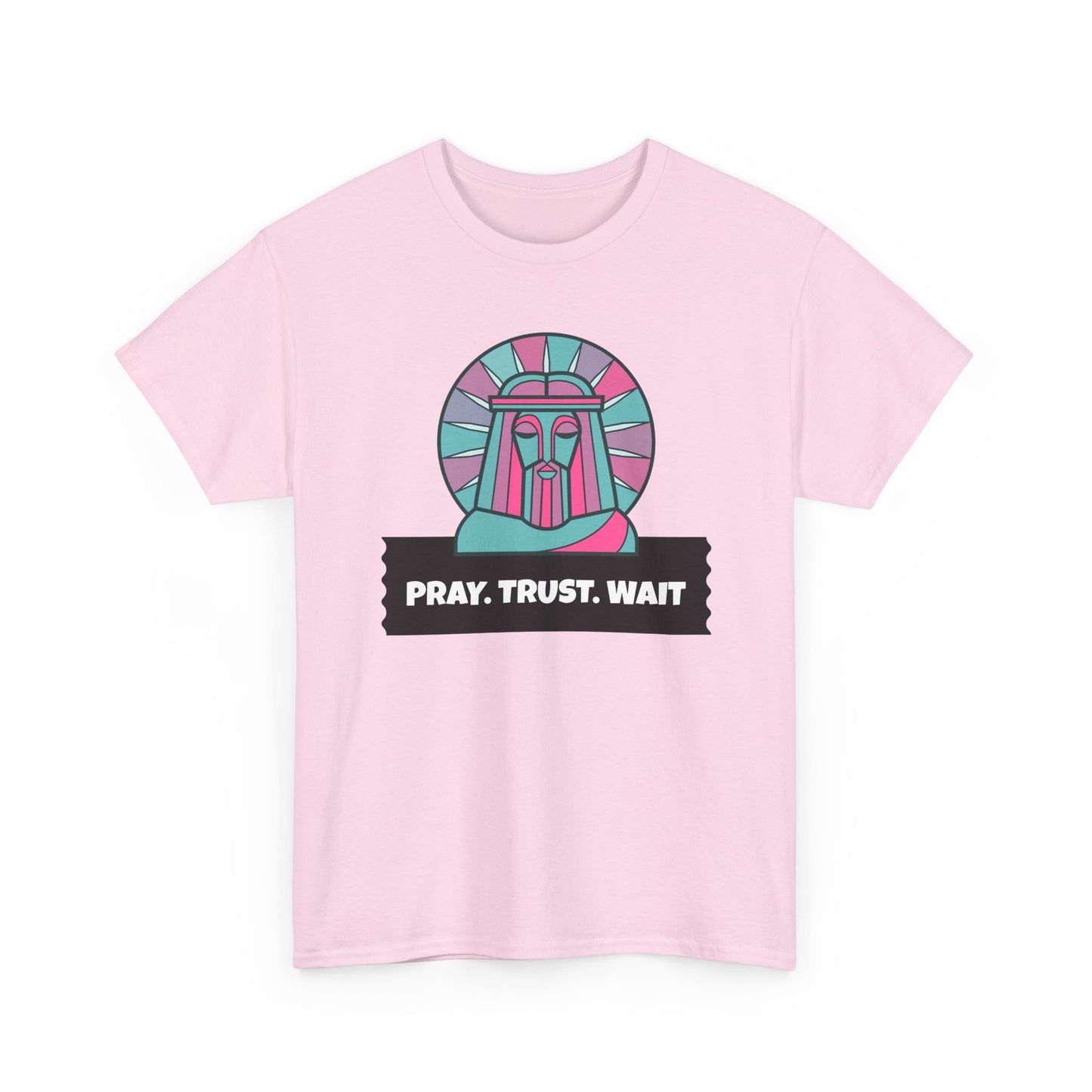 Spiritual Unisex Cotton Tee, Motivational Graphic Shirt, Pray Trust Wait Tee, Gifts for Him/Her, Casual Wear
