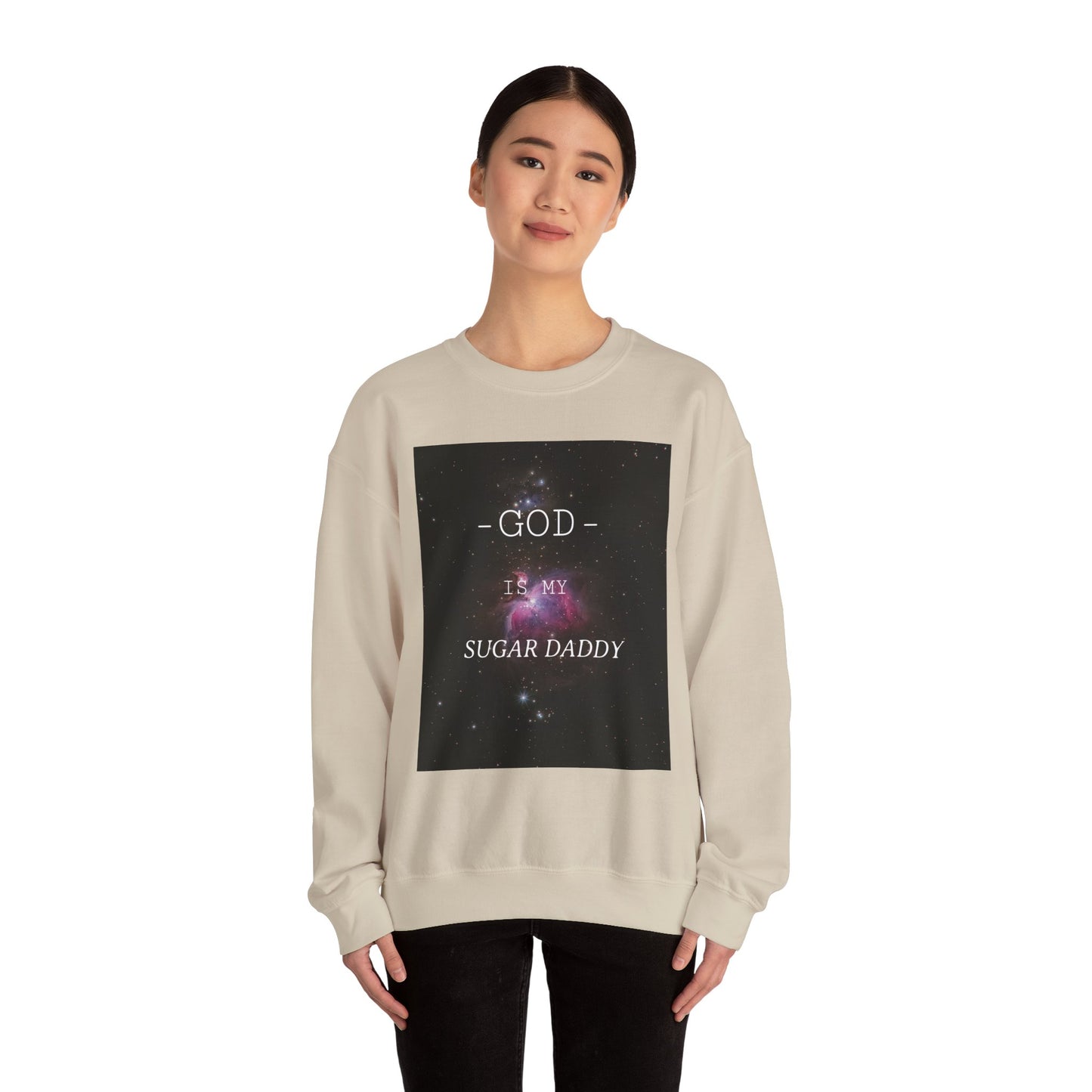 Funny God Is My Sugar Daddy Crewneck Sweatshirt, Religious Humor Gift, Unisex Sweater, Cozy Apparel for Holidays, Faith-Based Fashion