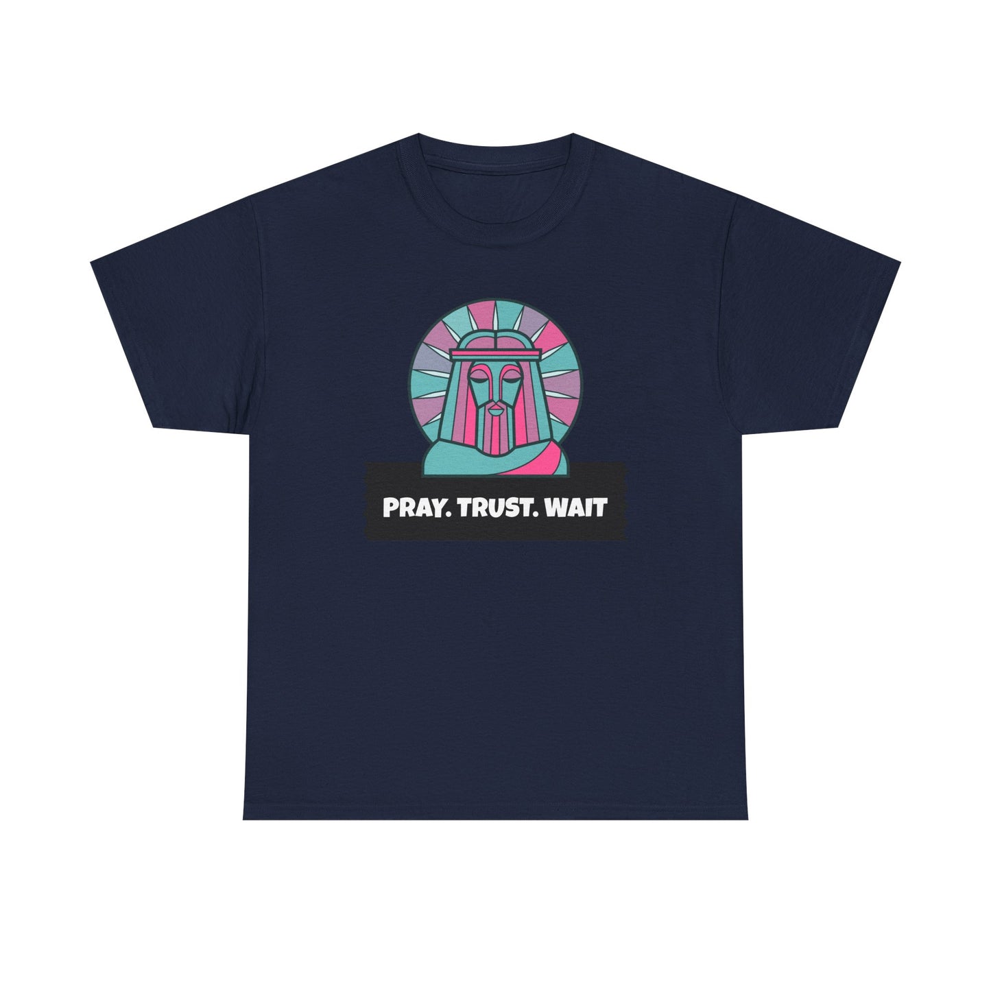 Spiritual Unisex Cotton Tee, Motivational Graphic Shirt, Pray Trust Wait Tee, Gifts for Him/Her, Casual Wear