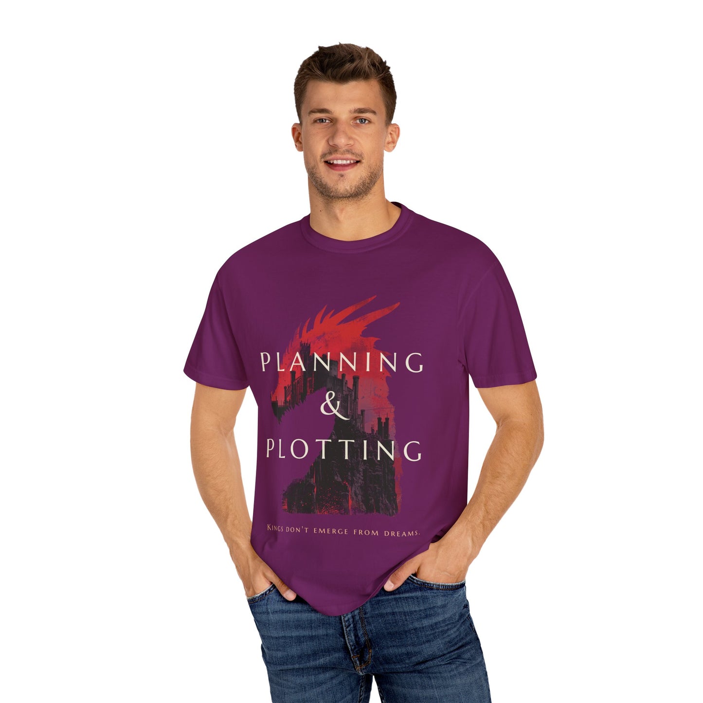 Planning & Plotting Dragon Motivational Unisex Graphic Tshirt, Ideal Gift for Fantasy Fans, Casual Wear, Book Lovers