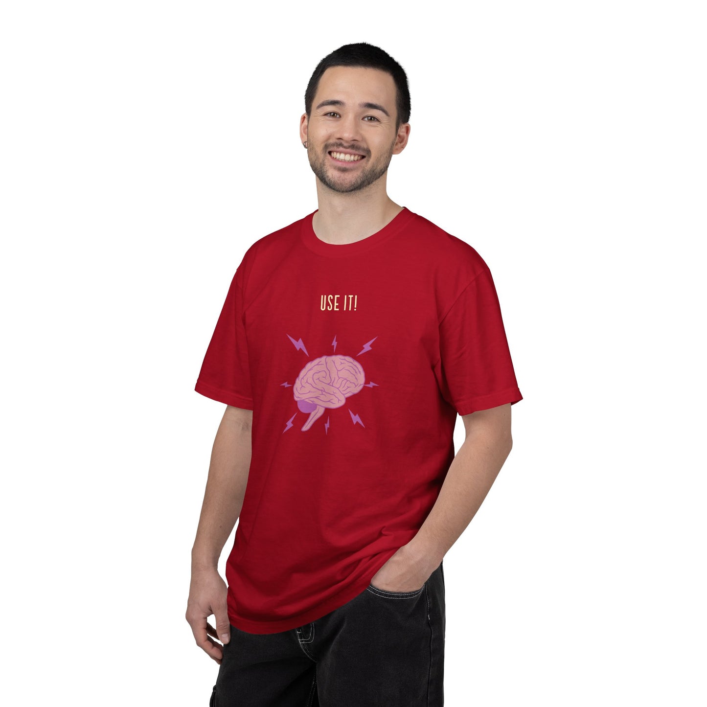 Funny Quote "Use It" Unisex Garment-Dyed T-shirt, Brain Image Tee, Humorous Graphic Top, Quote Tee, Unisex Shirt for Men Women