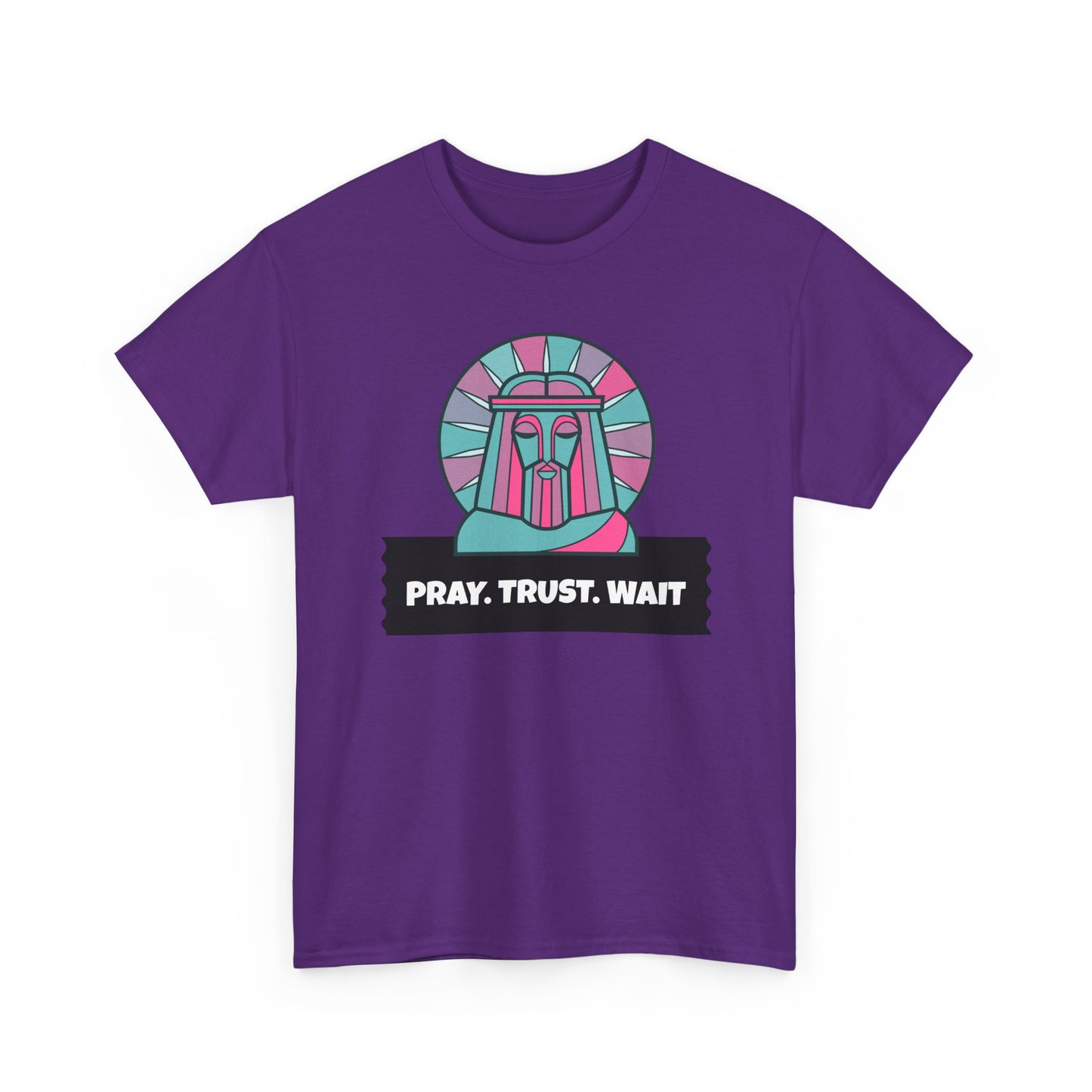 Spiritual Unisex Cotton Tee, Motivational Graphic Shirt, Pray Trust Wait Tee, Gifts for Him/Her, Casual Wear