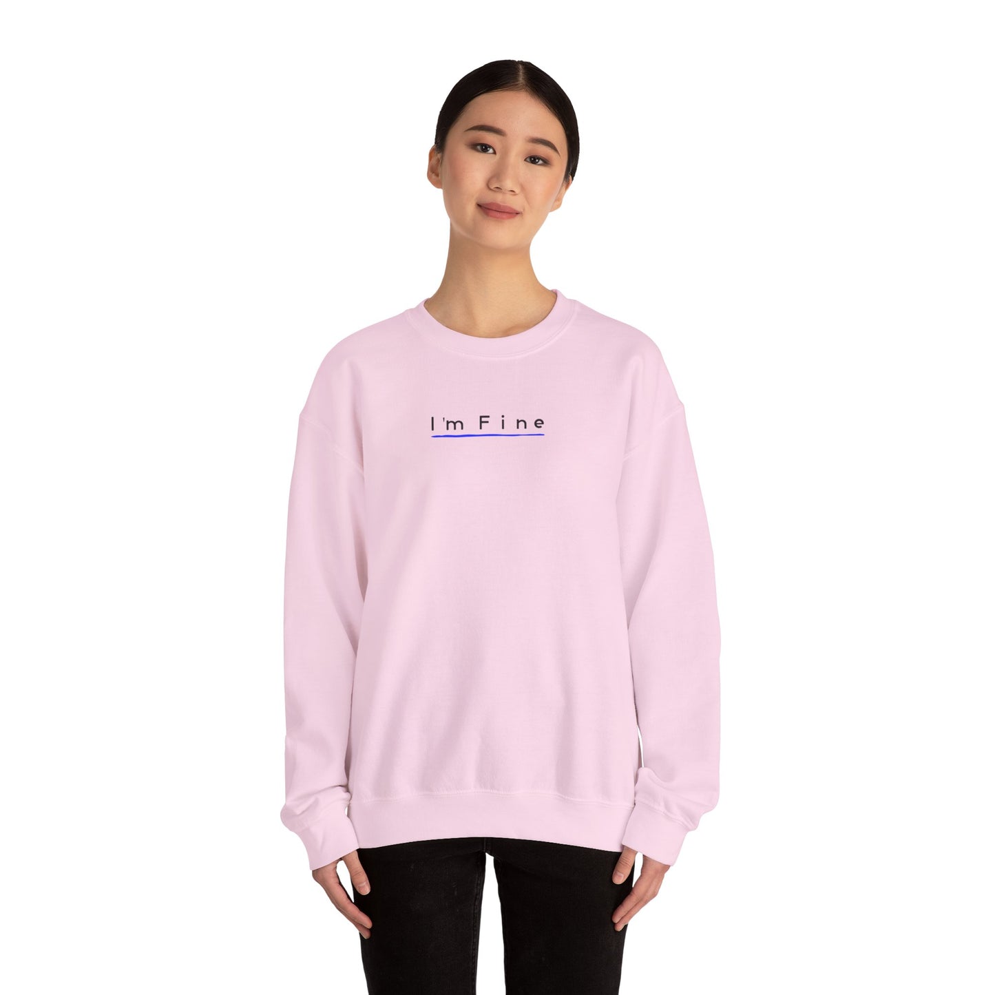 Chill Vibes Sweatshirt, I’m Fine Crewneck, Funny Shark Design, Gift for Friends, Casual Wear, Loungewear, Comfy Fashion