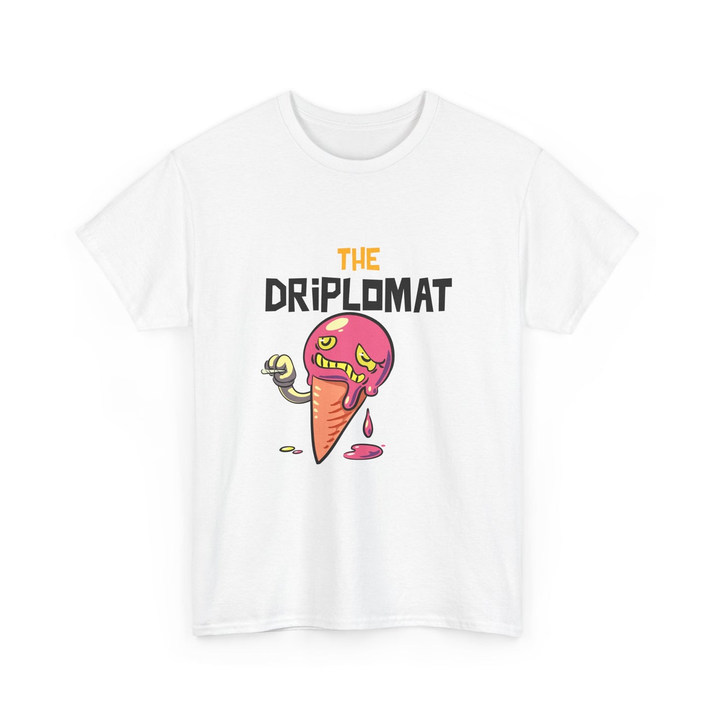 The Driplomat Ice Cream Tee, Fun Unisex Heavy Cotton T-Shirt, Cute Dessert Top, Quirky Apparel, Gift for Ice Cream Lovers