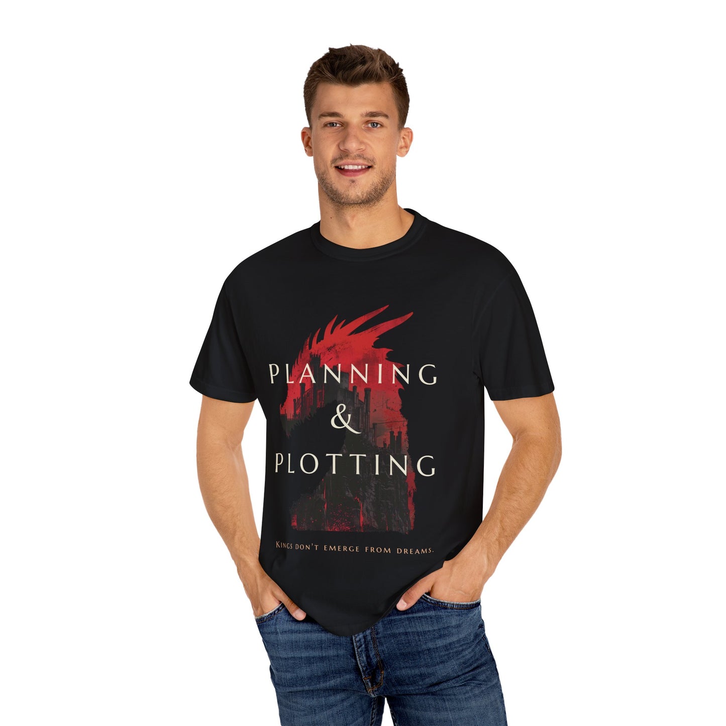 Planning & Plotting Dragon Motivational Unisex Graphic Tshirt, Ideal Gift for Fantasy Fans, Casual Wear, Book Lovers