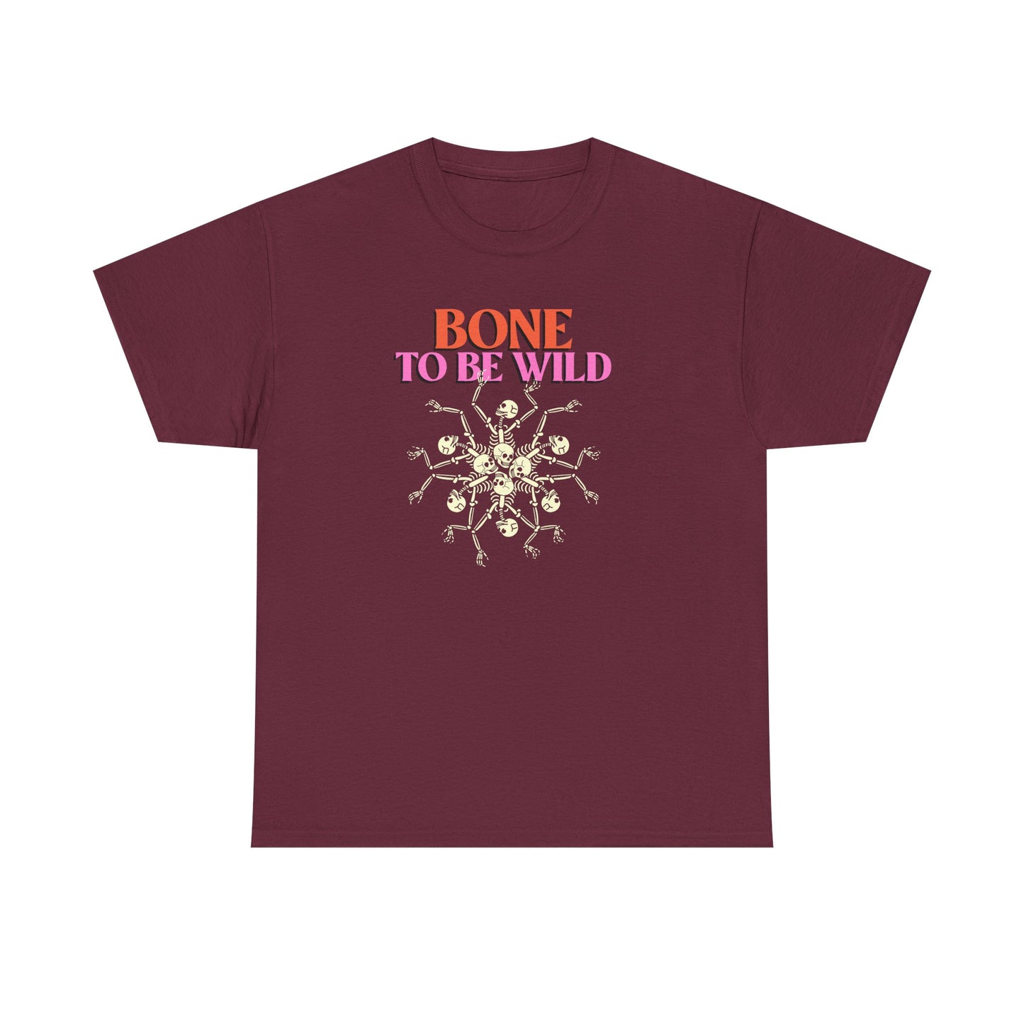 Bone to Be Wild Unisex Heavy Cotton Tee | Swag Graphic Tee, Halloween Costume, Trendy T-Shirt, Gift for Grown-Ups, Unique Fall Fashion