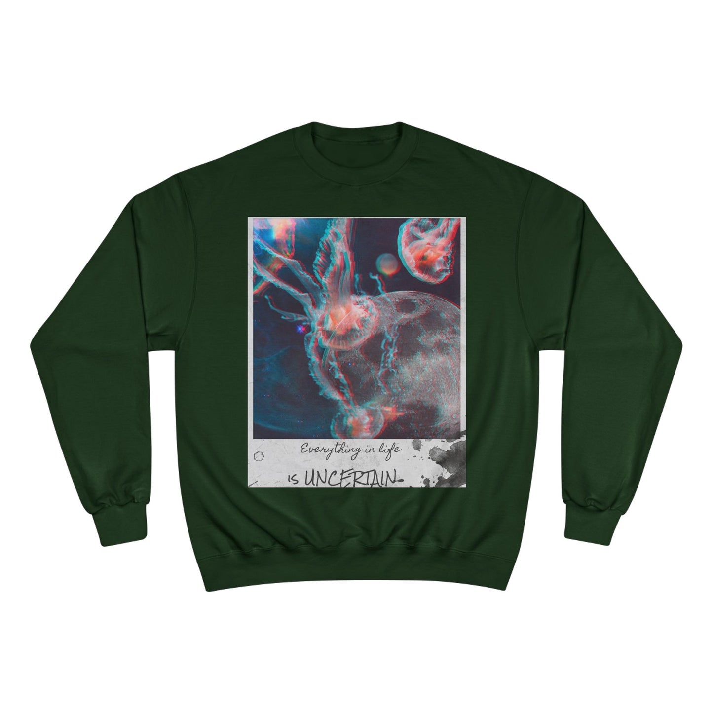 Jellyfish Polaroid Print Sweatshirt | Uncertain Life Quote
