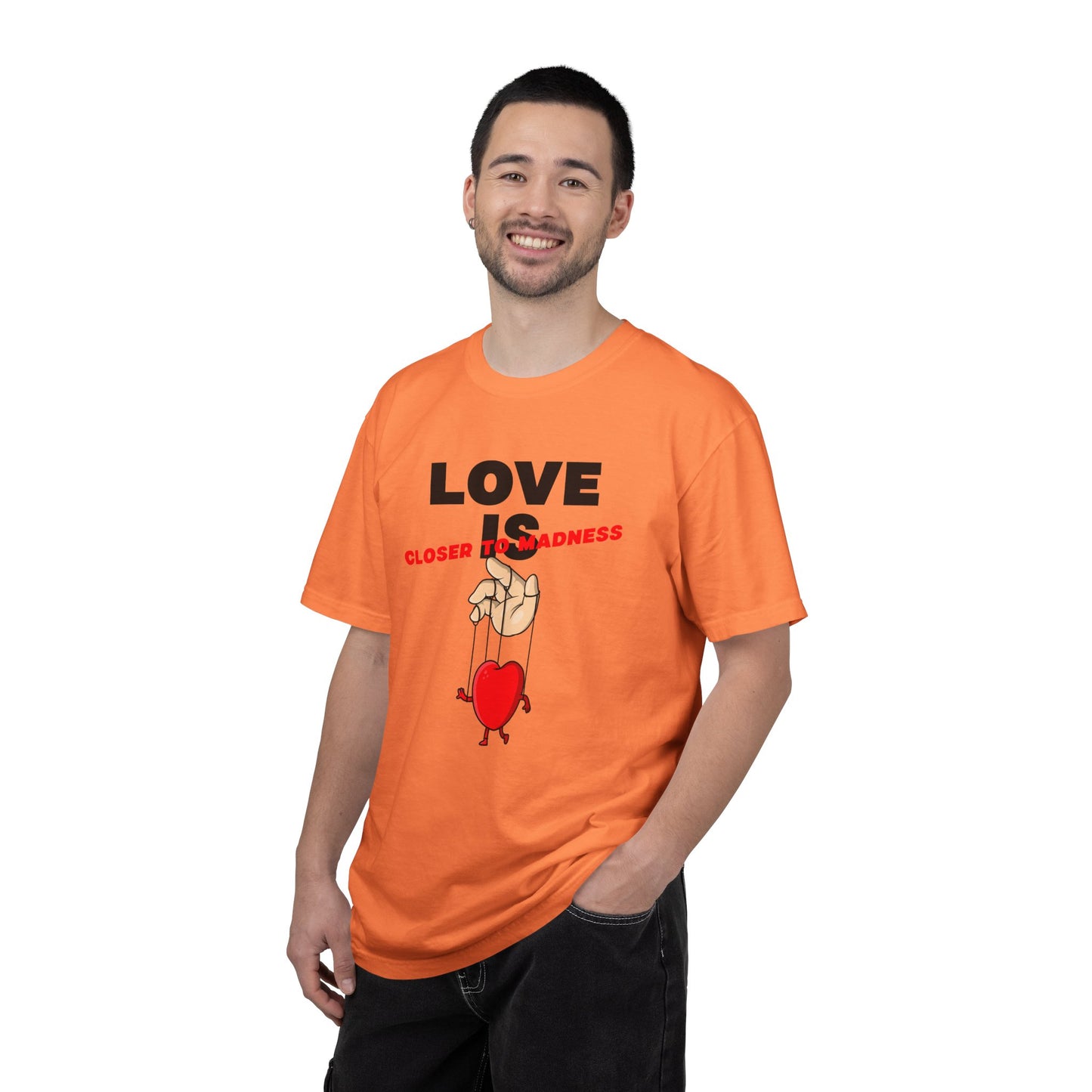 Love Is Closer to Sadness T-shirt | Heart Puppet Illustration