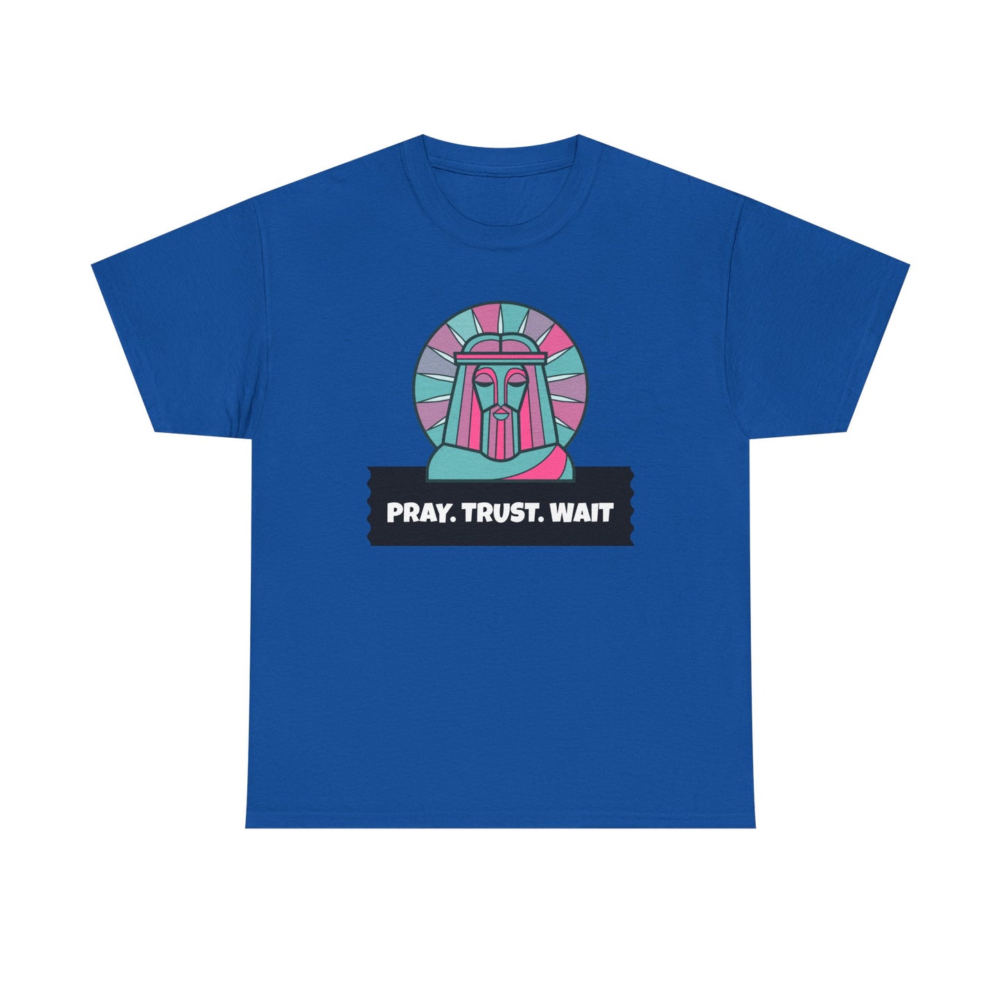 Spiritual Unisex Cotton Tee, Motivational Graphic Shirt, Pray Trust Wait Tee, Gifts for Him/Her, Casual Wear