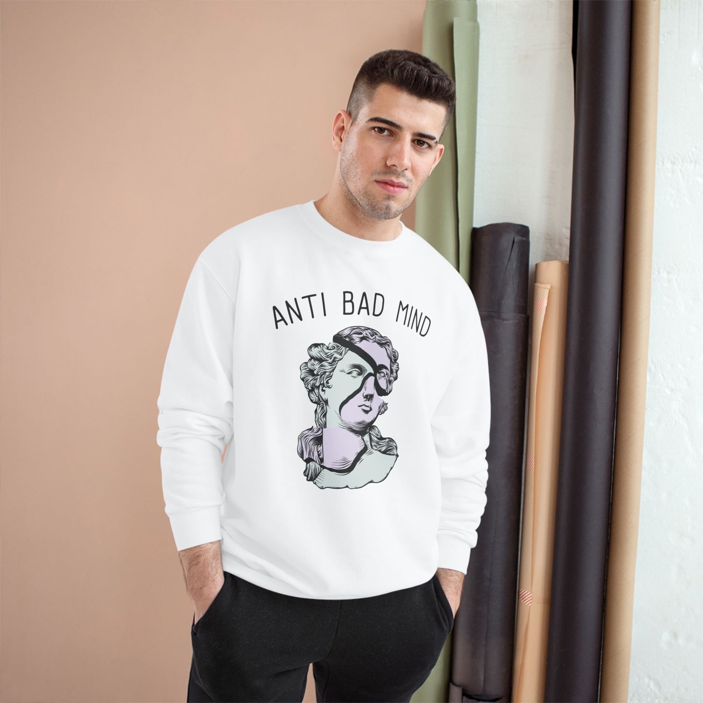 Champion Anti Bad Mind Sweatshirt | Mental Health Positive Art