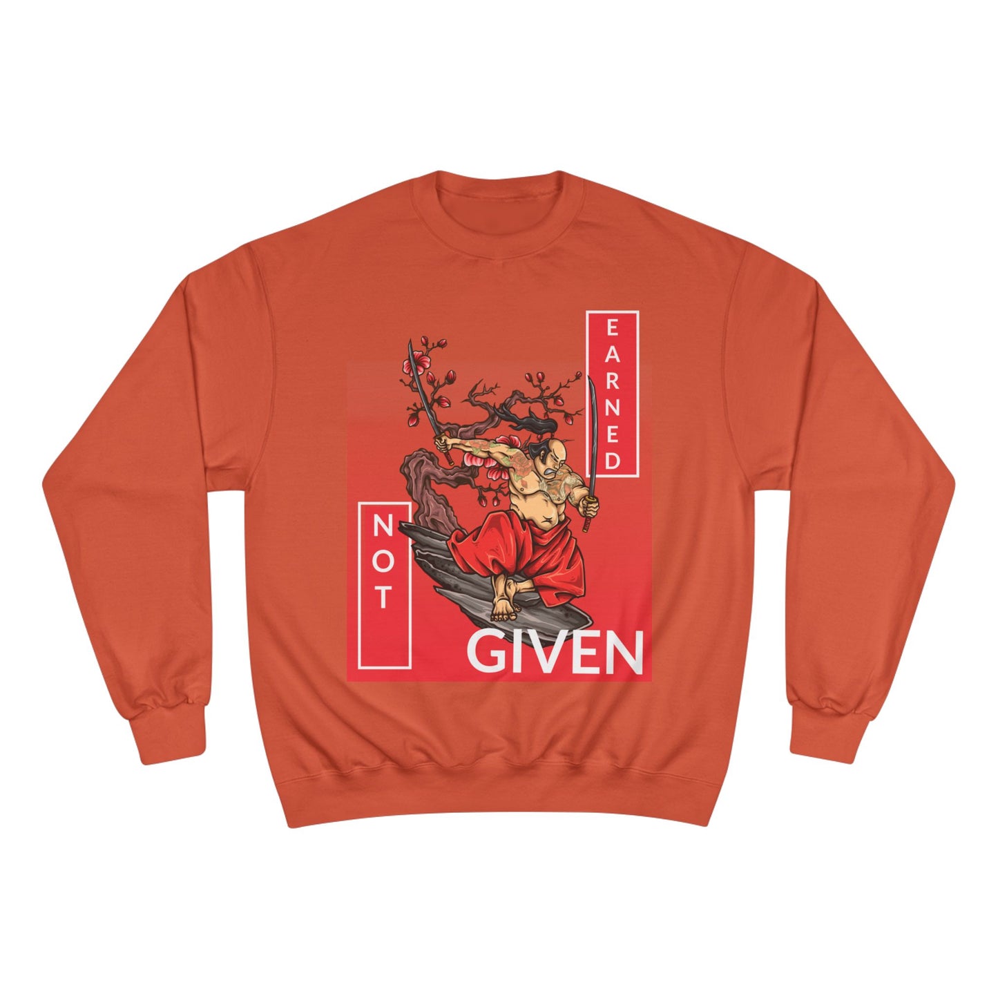 Champion sweatshirt™ Not Given Earned samurai illustration Sweatshirt | Japanese warrior, cherry blossom