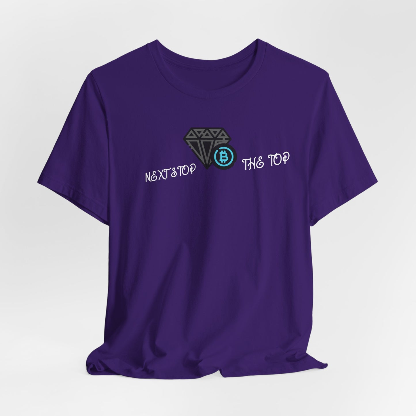 Unisex Jersey Tee with "Never Stop at the Top" Design, Motivational Shirt, Gift for Dreamers, Casual Wear, Inspirational Apparel