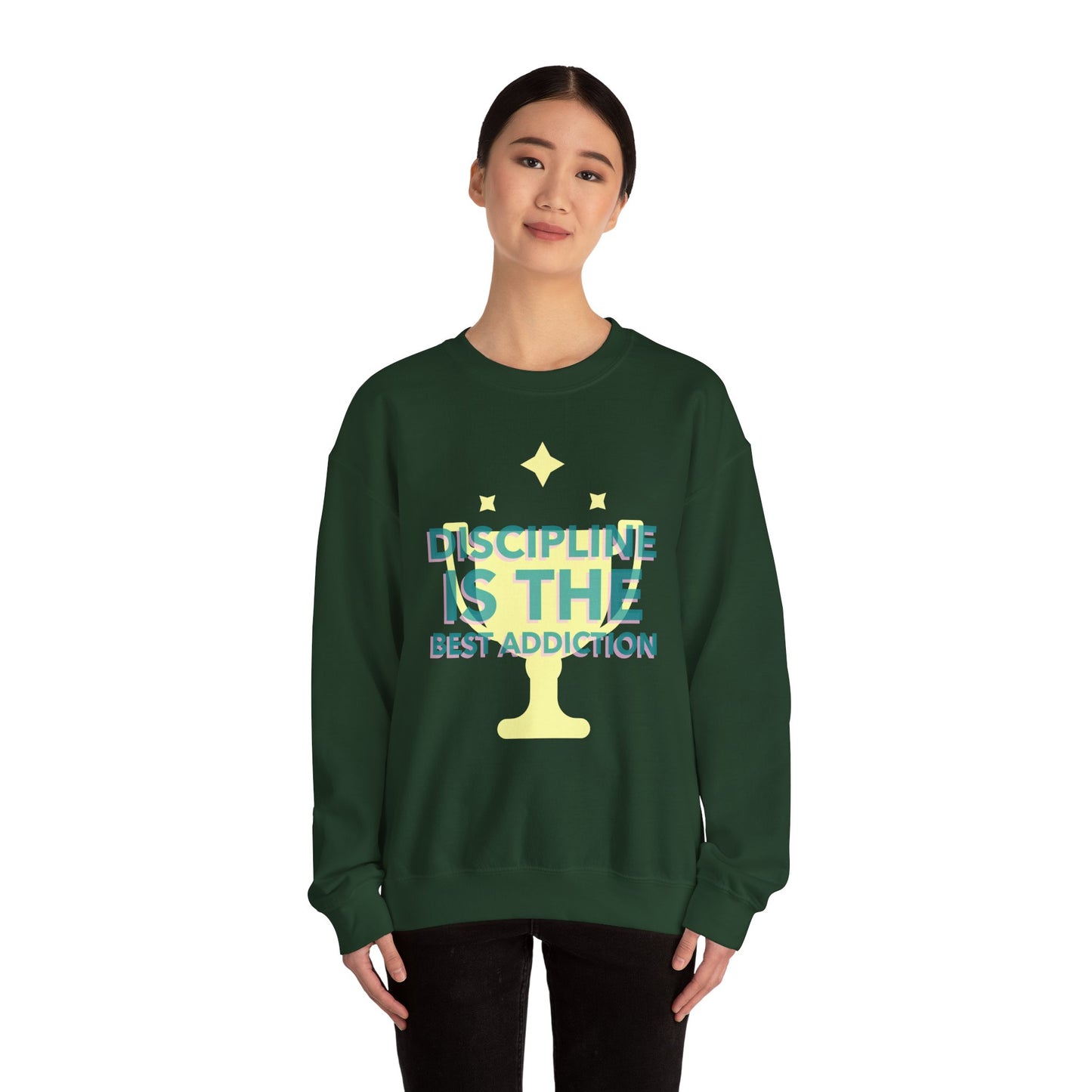 Discipline Motivation Unisex Sweatshirt, Inspirational Quote Crewneck Jumper for Men and Women, Workout Apparel, Fitness Gift, Gym Pullover
