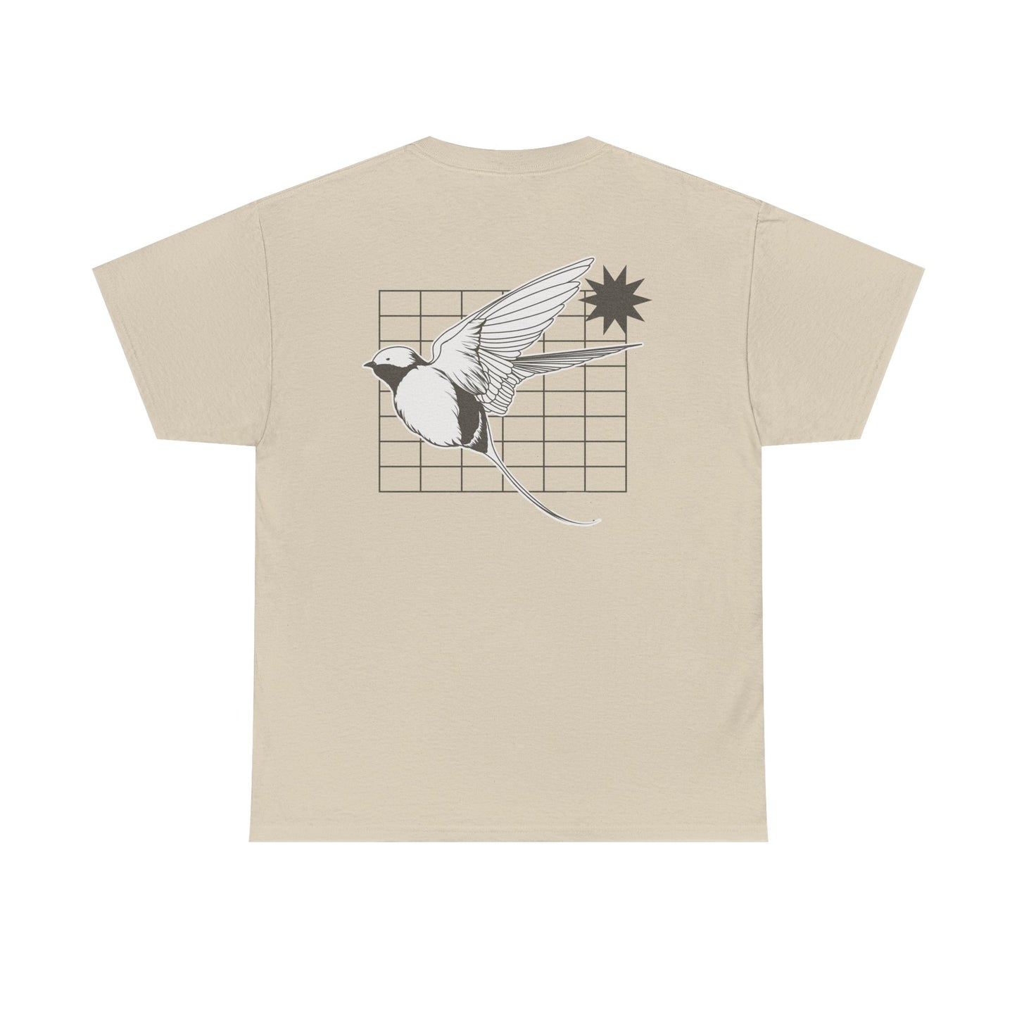 Aura Graphic Unisex Heavy Cotton Tee, Vintage Bird Art Shirt, Casual Summer Wear, Gift for Nature Lovers, Unique Graphic Tee