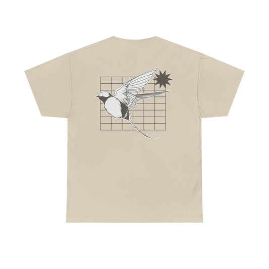 Aura Graphic Unisex Heavy Cotton Tee, Vintage Bird Art Shirt, Casual Summer Wear, Gift for Nature Lovers, Unique Graphic Tee