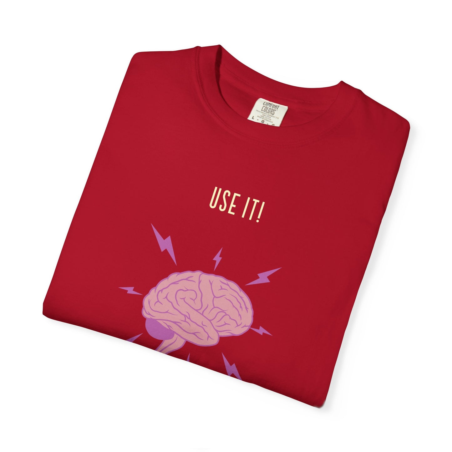 Funny Quote "Use It" Unisex Garment-Dyed T-shirt, Brain Image Tee, Humorous Graphic Top, Quote Tee, Unisex Shirt for Men Women