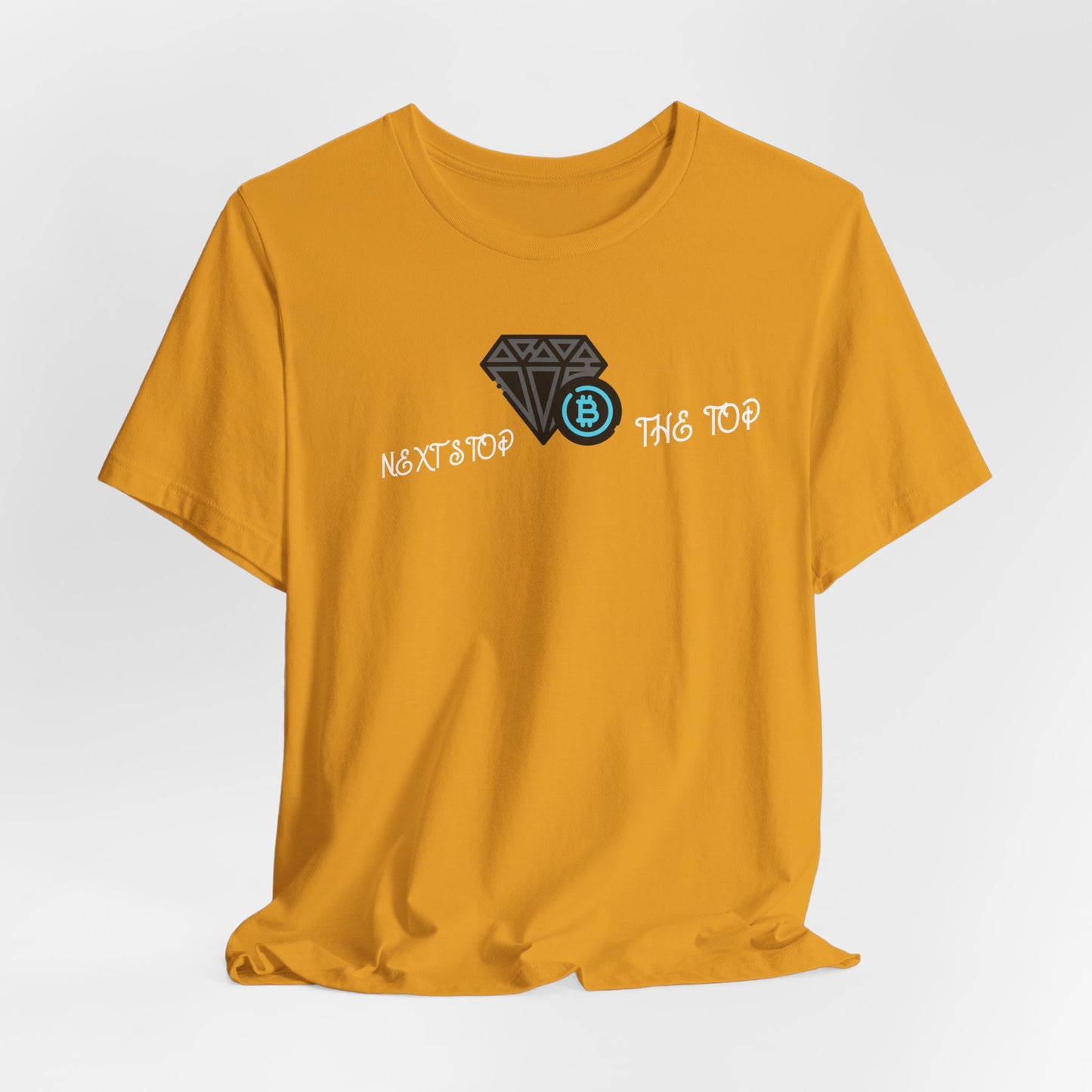 Unisex Jersey Tee with "Never Stop at the Top" Design, Motivational Shirt, Gift for Dreamers, Casual Wear, Inspirational Apparel