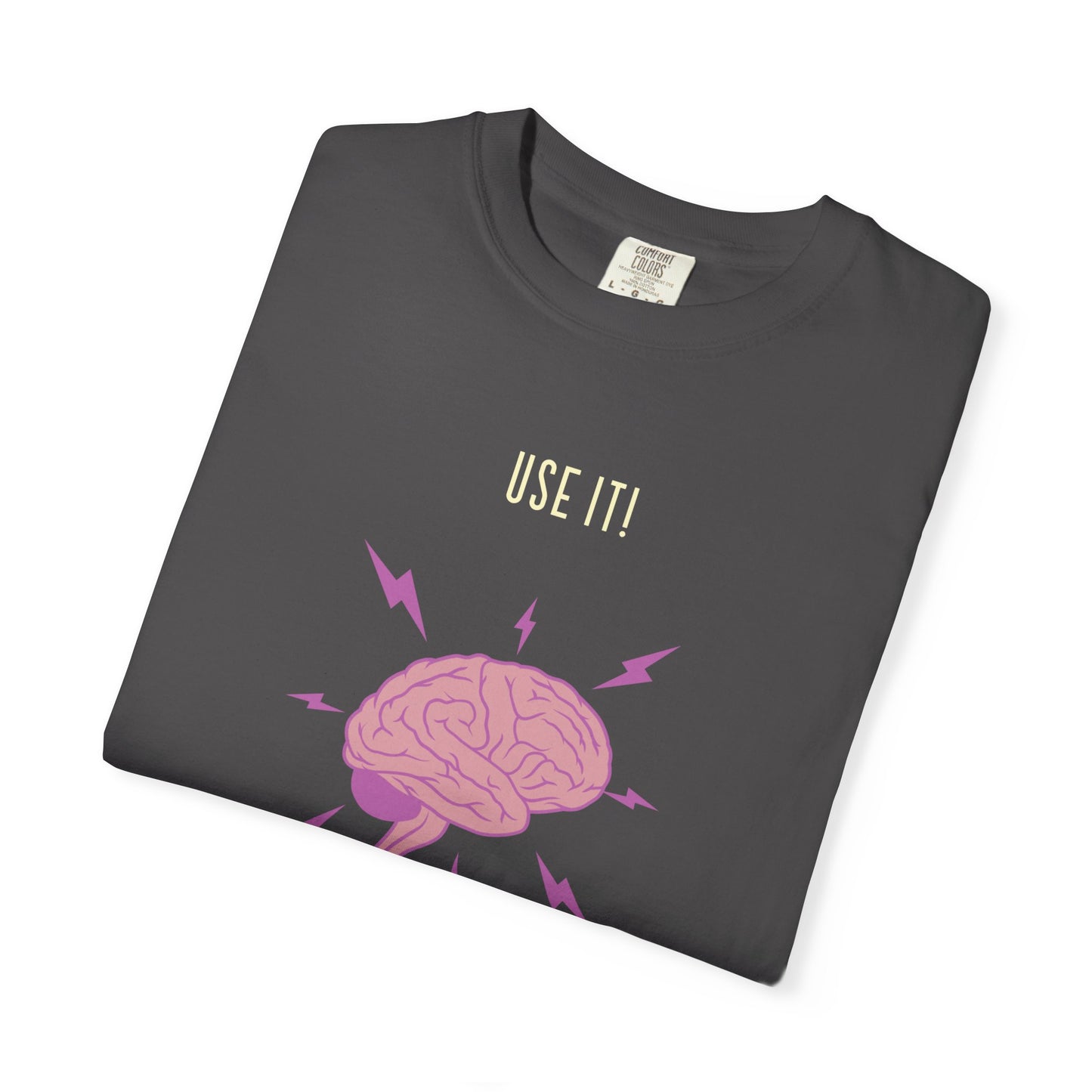 Funny Quote "Use It" Unisex Garment-Dyed T-shirt, Brain Image Tee, Humorous Graphic Top, Quote Tee, Unisex Shirt for Men Women