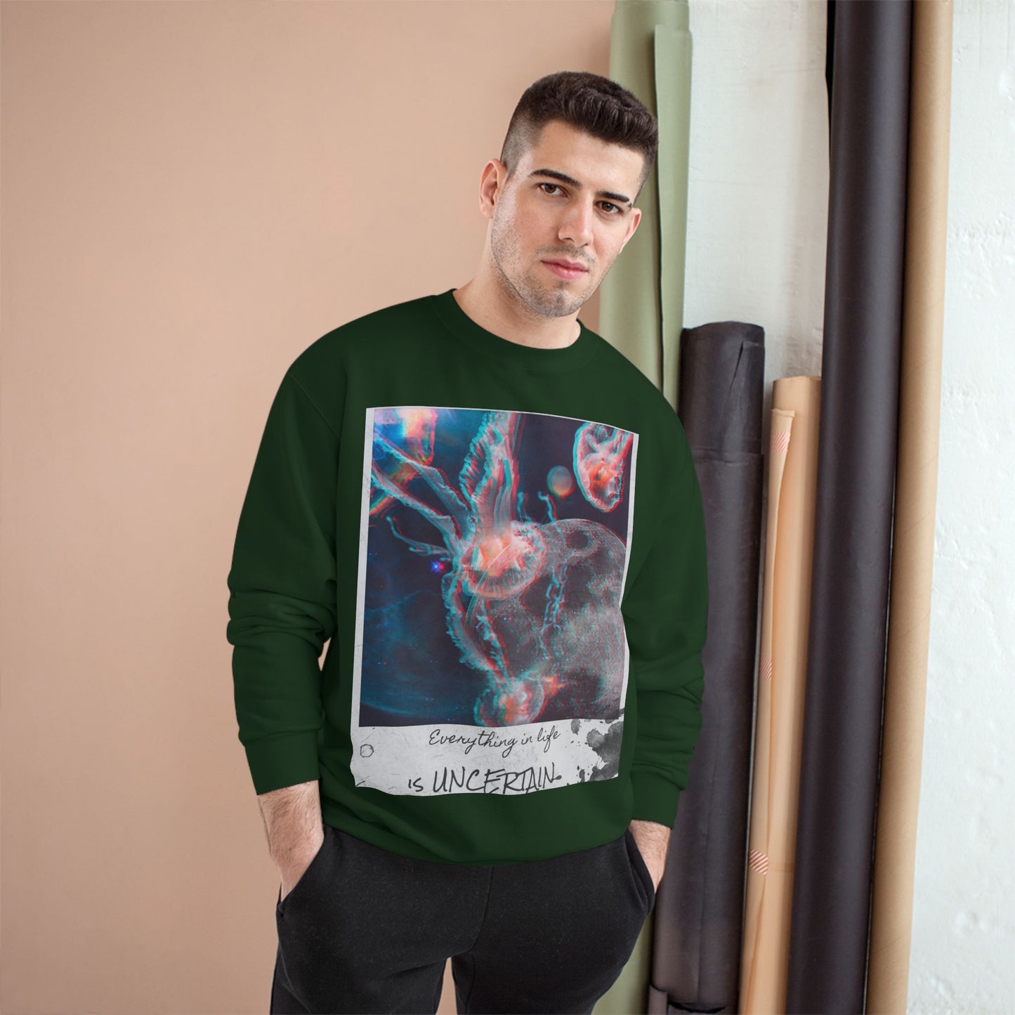 Jellyfish Polaroid Print Sweatshirt | Uncertain Life Quote