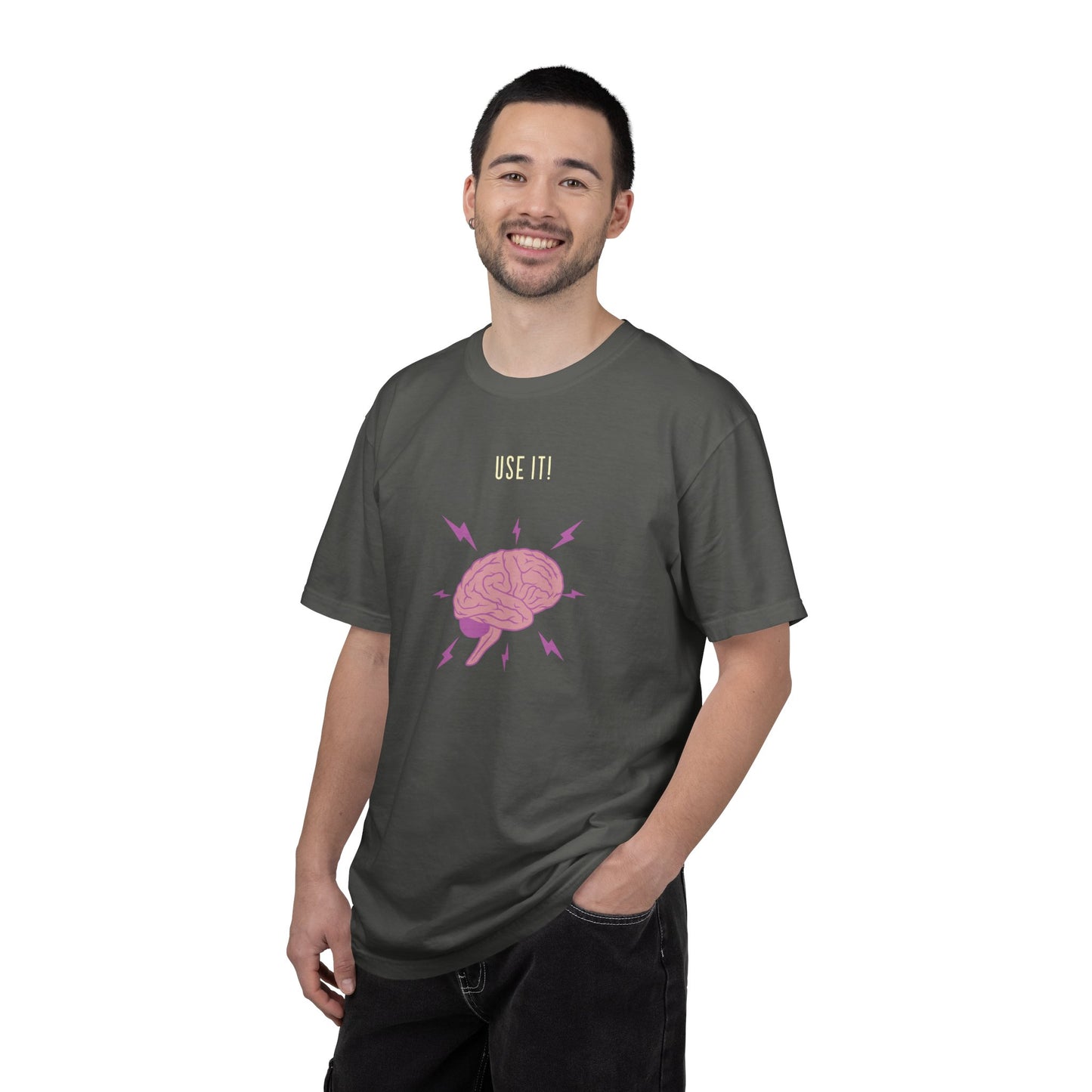 Funny Quote "Use It" Unisex Garment-Dyed T-shirt, Brain Image Tee, Humorous Graphic Top, Quote Tee, Unisex Shirt for Men Women
