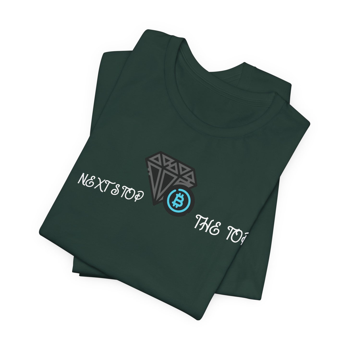 Unisex Jersey Tee with "Never Stop at the Top" Design, Motivational Shirt, Gift for Dreamers, Casual Wear, Inspirational Apparel