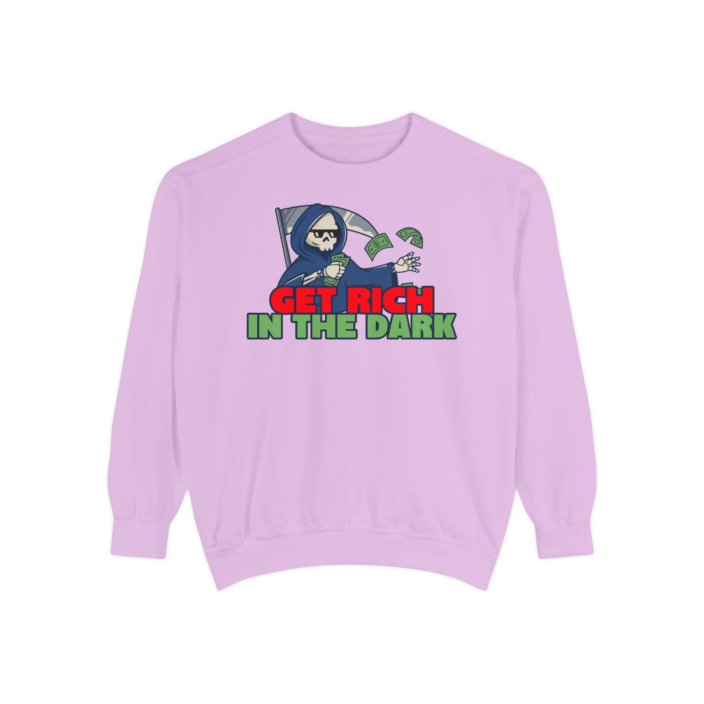 Unisex Motivational Sweatshirt - Get Rich in the Dark, Perfect for Entrepreneurs, Trendy Gift, Casual Wear, Cozy Fashion