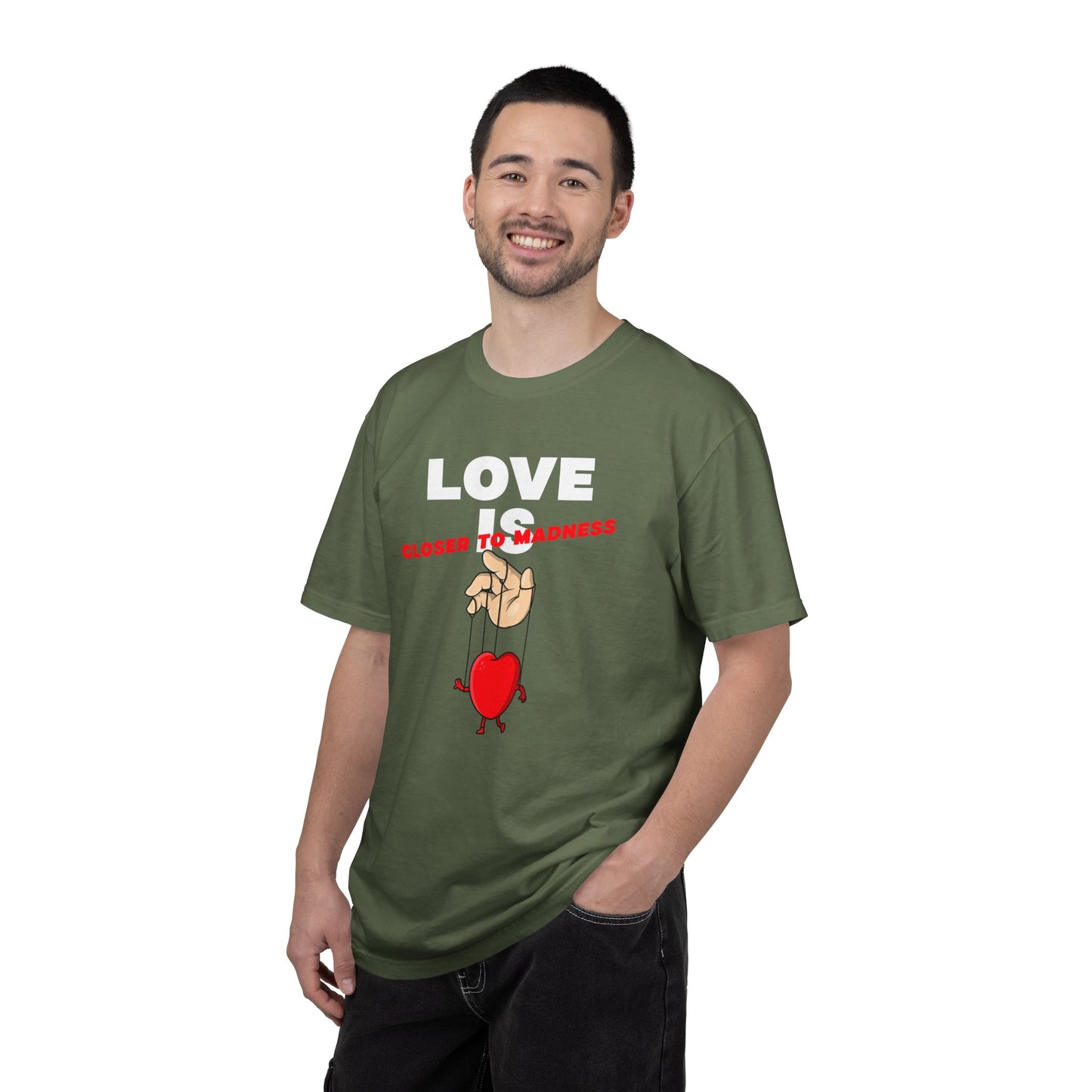 Love Is Closer to Sadness T-shirt | Heart Puppet Illustration