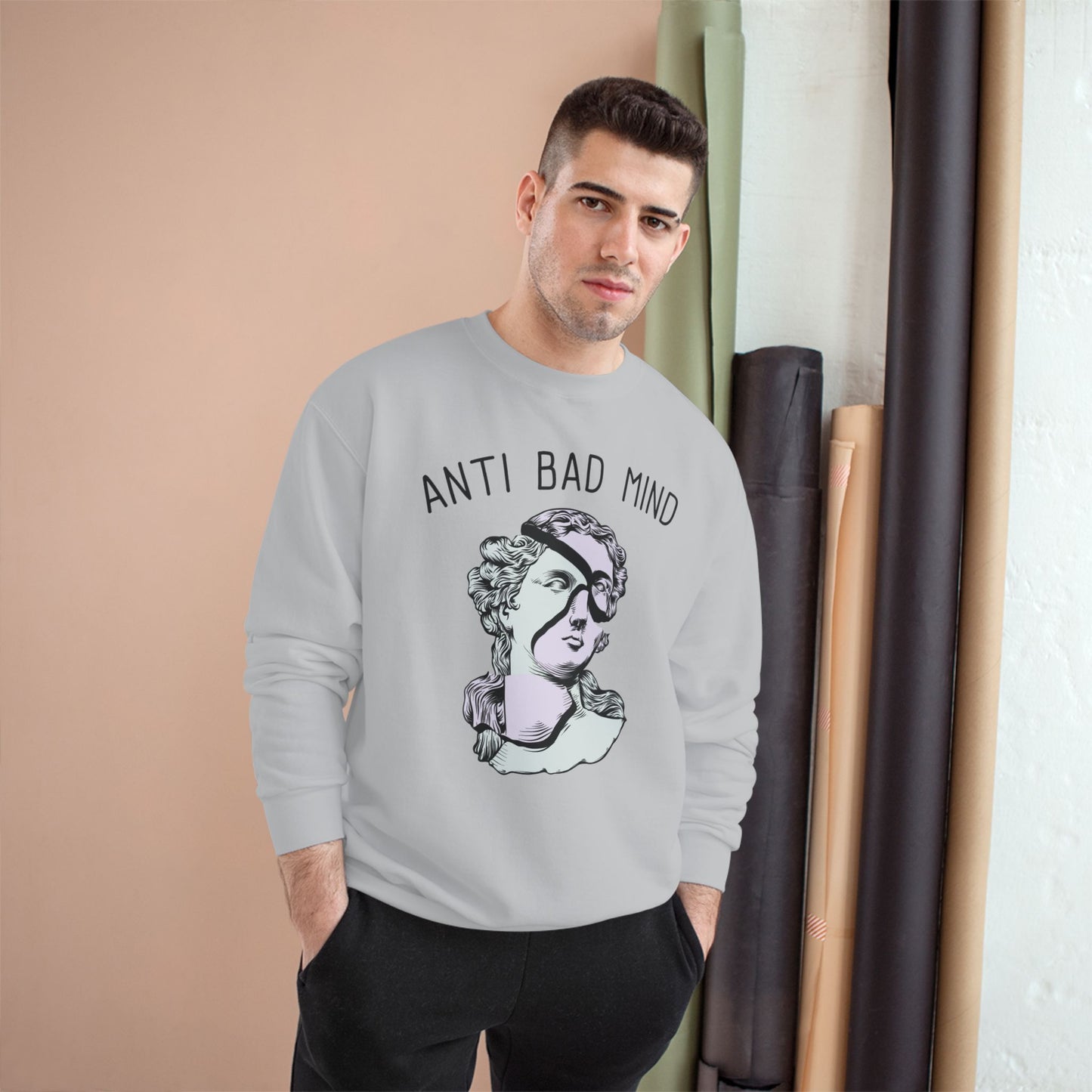Champion Anti Bad Mind Sweatshirt | Mental Health Positive Art