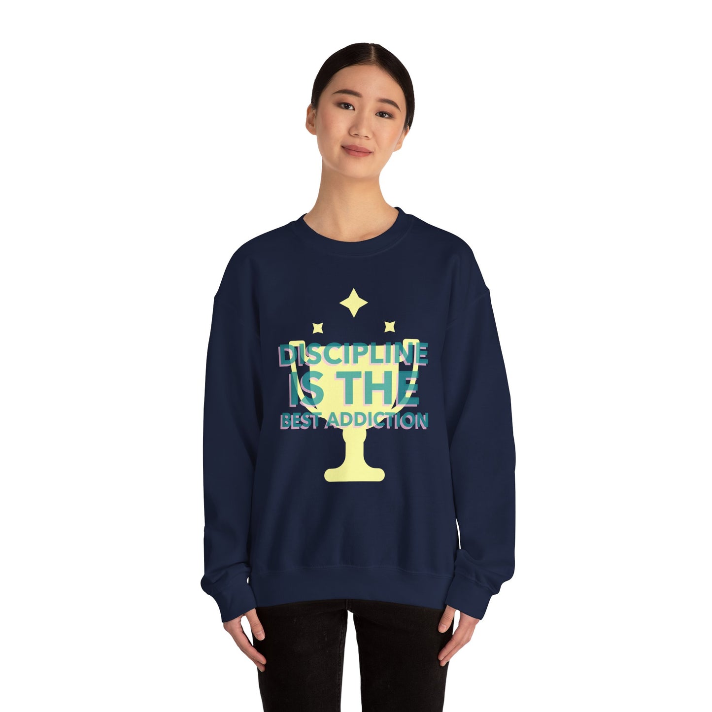 Discipline Motivation Unisex Sweatshirt, Inspirational Quote Crewneck Jumper for Men and Women, Workout Apparel, Fitness Gift, Gym Pullover