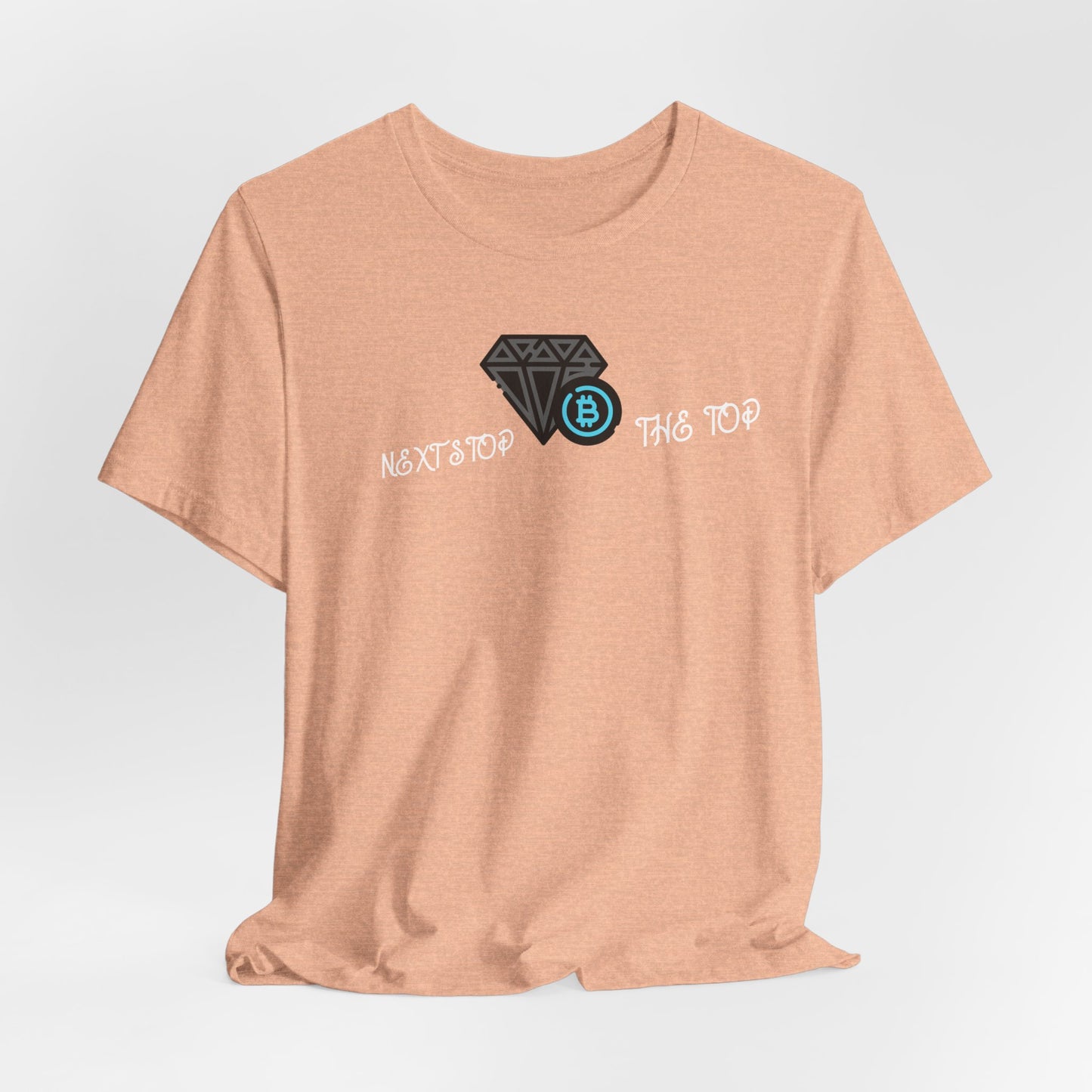 Unisex Jersey Tee with "Never Stop at the Top" Design, Motivational Shirt, Gift for Dreamers, Casual Wear, Inspirational Apparel