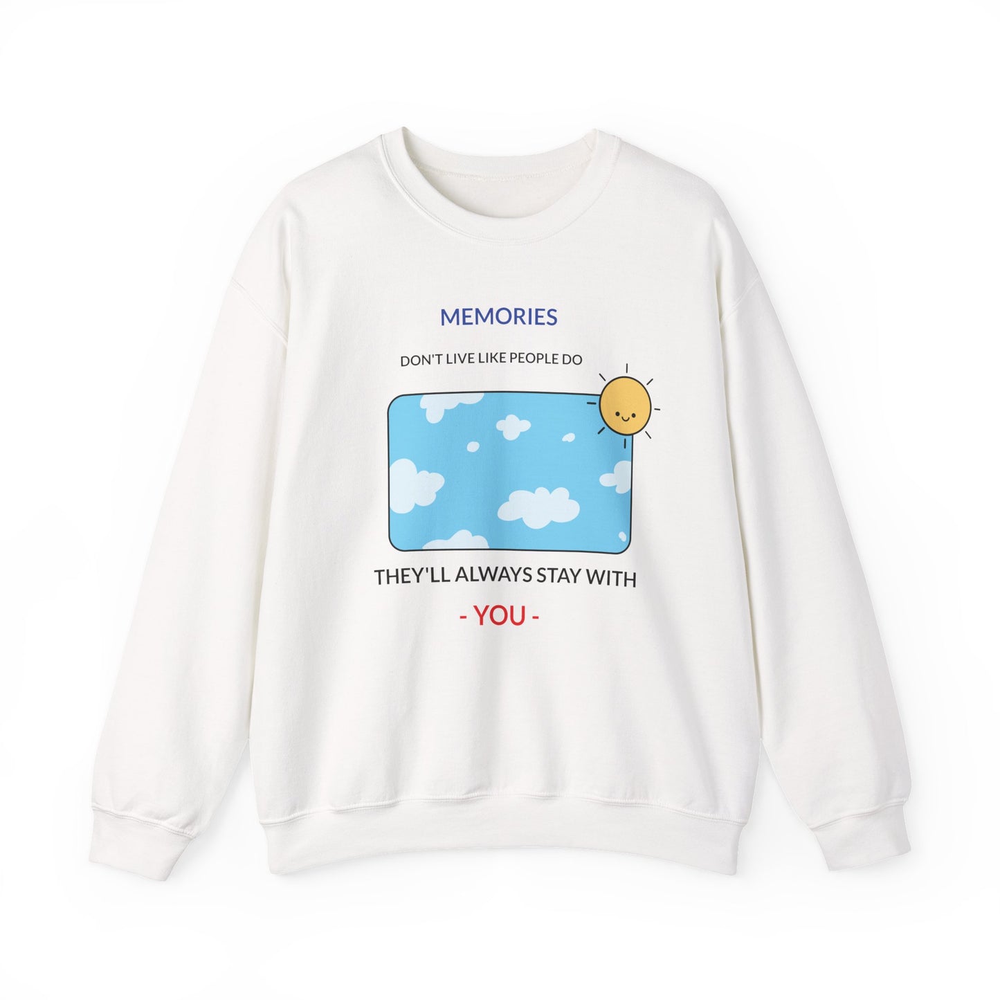 Memories Sun & Clouds Crewneck Sweatshirt, Cozy Unisex Pullover, Gift for Friends, Relaxed Style, Perfect for Everyday Wear, [...]