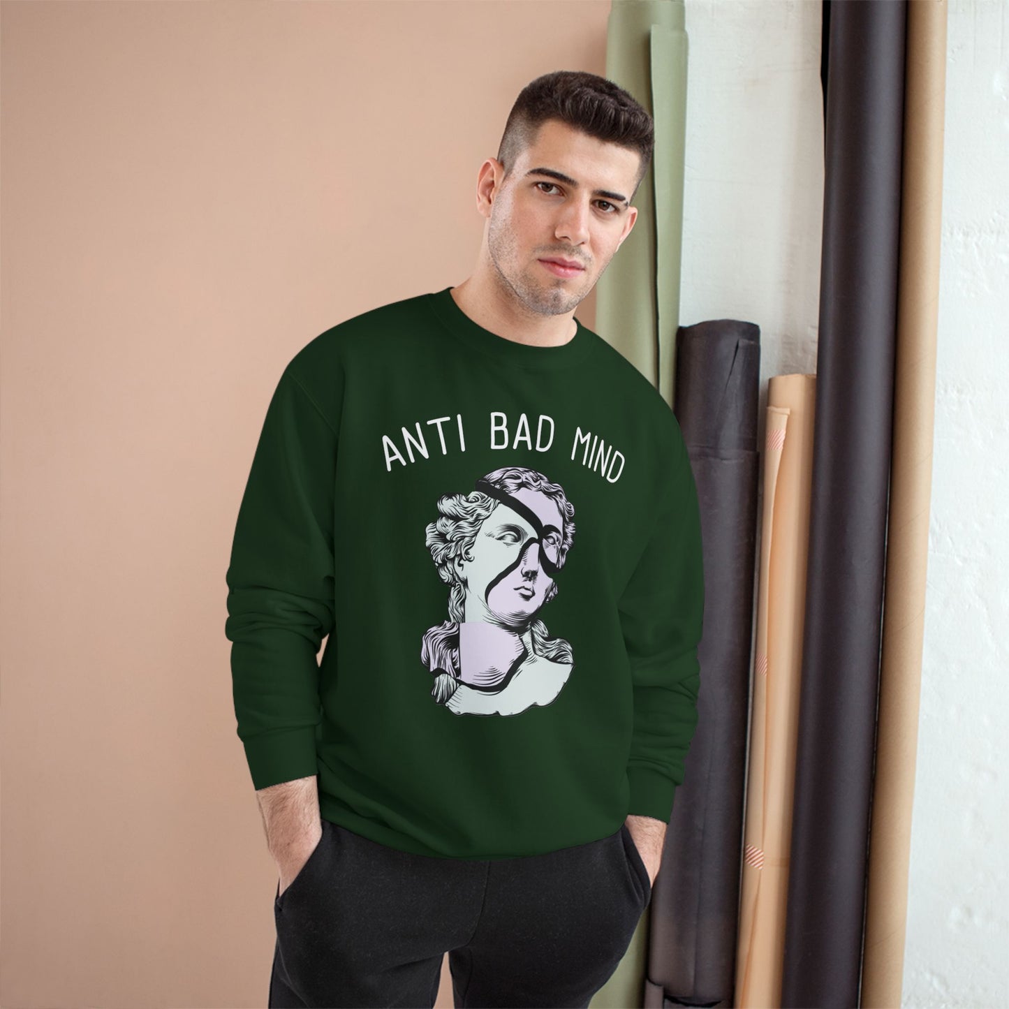Champion Anti Bad Mind Sweatshirt | Mental Health Positive Art