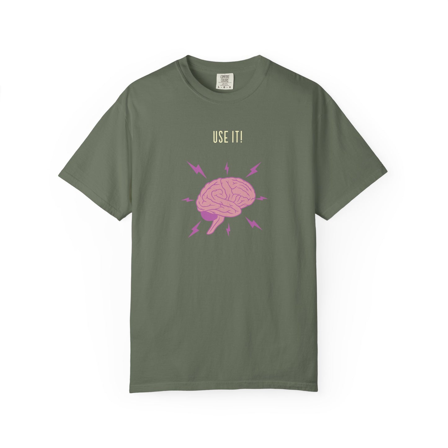 Funny Quote "Use It" Unisex Garment-Dyed T-shirt, Brain Image Tee, Humorous Graphic Top, Quote Tee, Unisex Shirt for Men Women