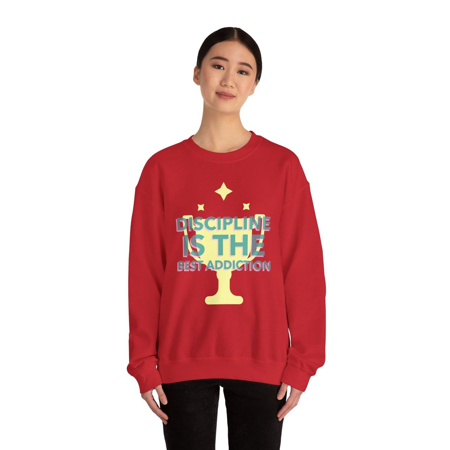 Discipline Motivation Unisex Sweatshirt, Inspirational Quote Crewneck Jumper for Men and Women, Workout Apparel, Fitness Gift, Gym Pullover
