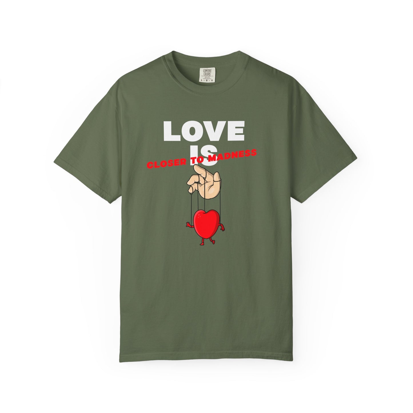 Love Is Closer to Sadness T-shirt | Heart Puppet Illustration