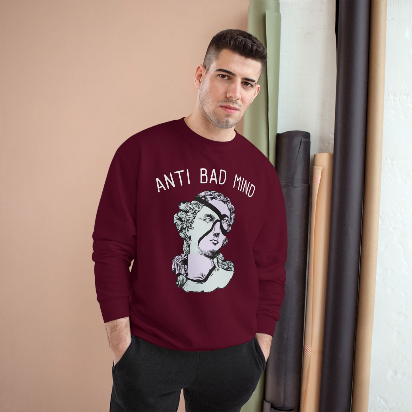 Champion Anti Bad Mind Sweatshirt | Mental Health Positive Art