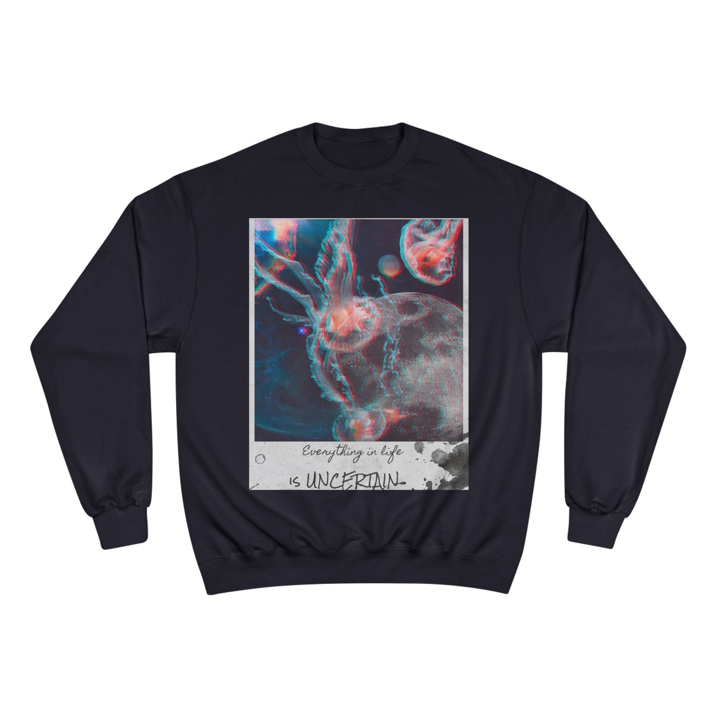 Jellyfish Polaroid Print Sweatshirt | Uncertain Life Quote
