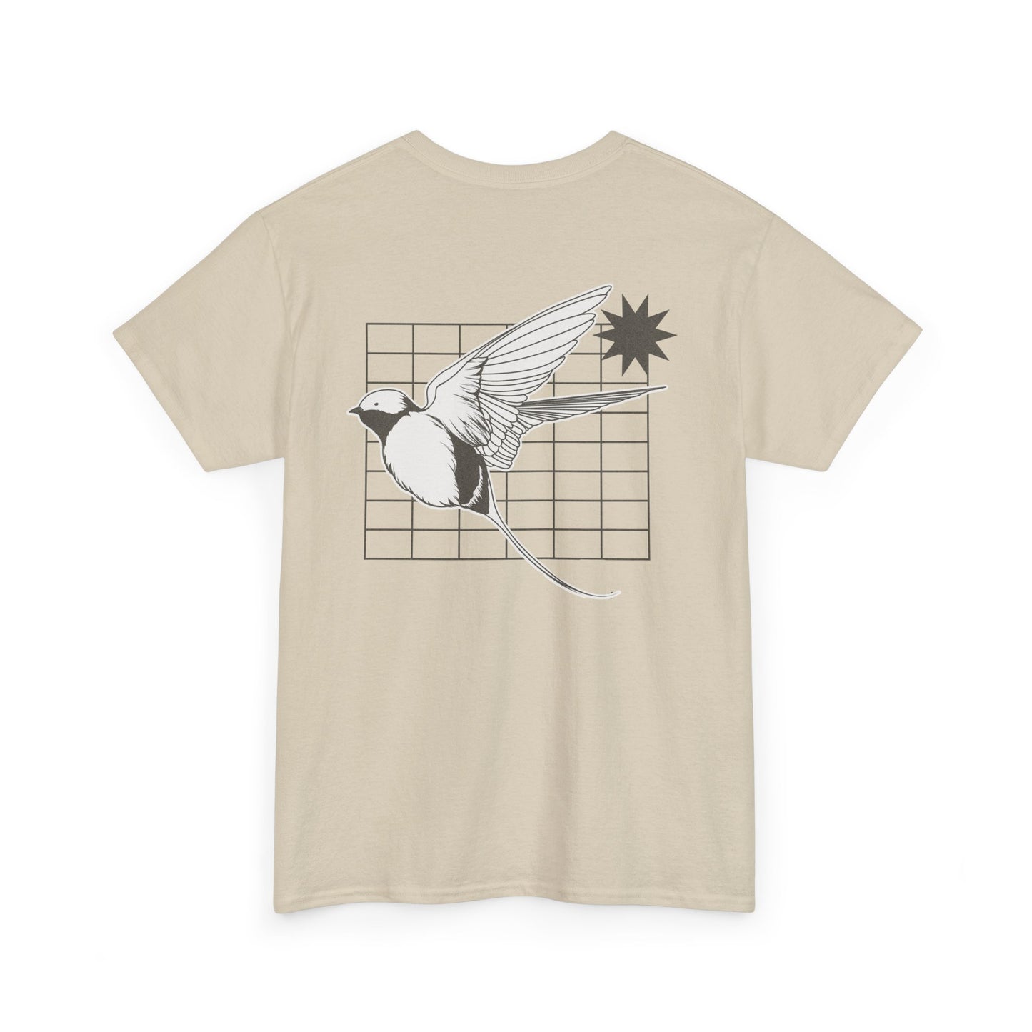 Aura Graphic Unisex Heavy Cotton Tee, Vintage Bird Art Shirt, Casual Summer Wear, Gift for Nature Lovers, Unique Graphic Tee