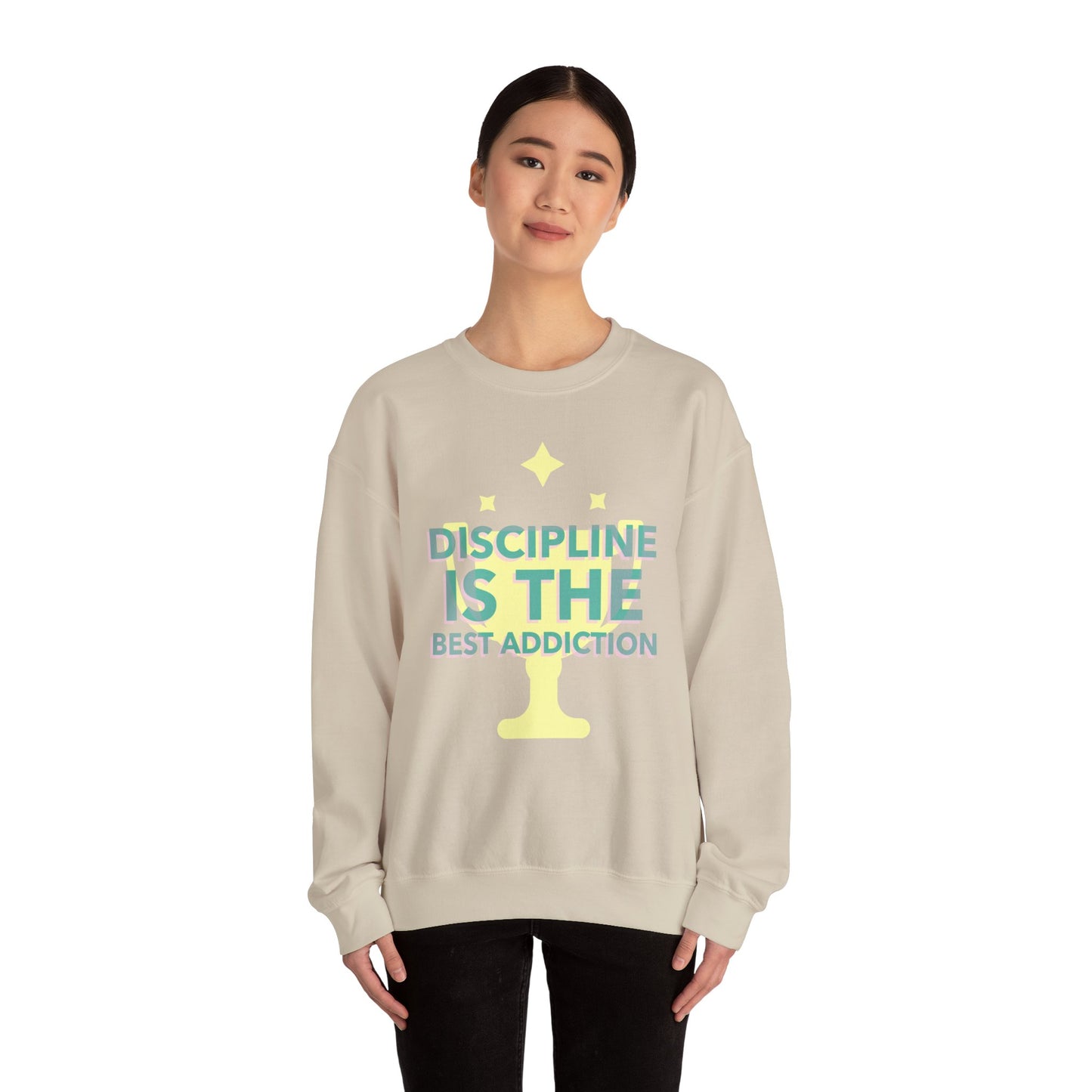 Discipline Motivation Unisex Sweatshirt, Inspirational Quote Crewneck Jumper for Men and Women, Workout Apparel, Fitness Gift, Gym Pullover