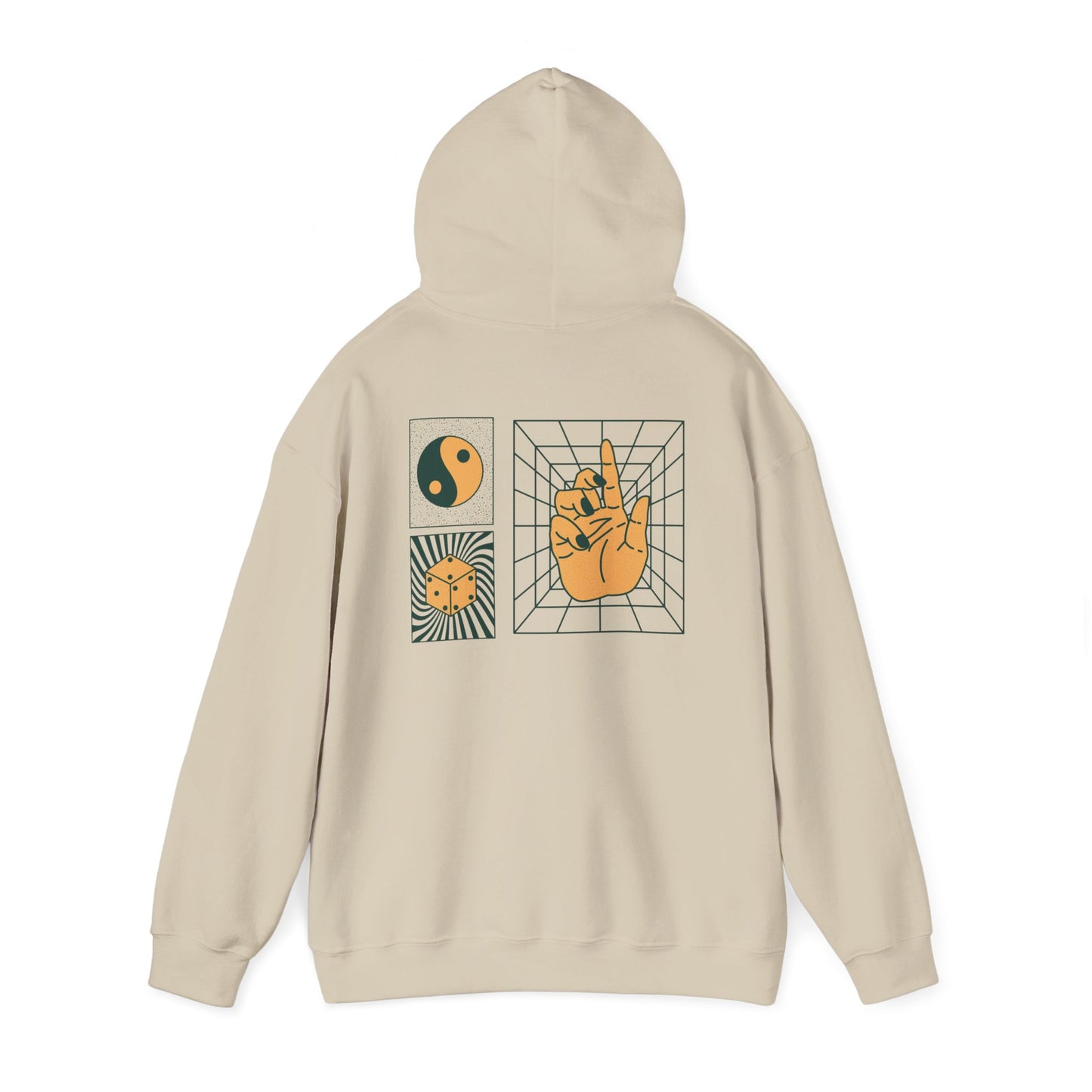 Everyday Balance Unisex Hooded Sweatshirt - Cozy Retro Design for Mindfulness, Yoga, Gifts, Sun Lovers