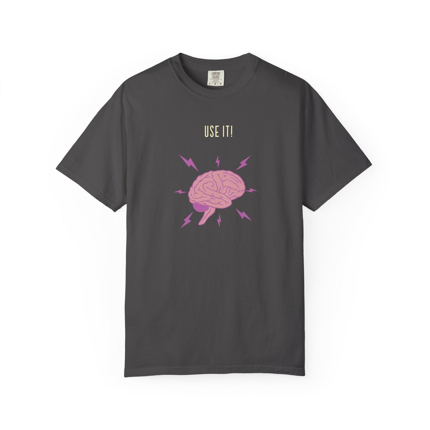 Funny Quote "Use It" Unisex Garment-Dyed T-shirt, Brain Image Tee, Humorous Graphic Top, Quote Tee, Unisex Shirt for Men Women