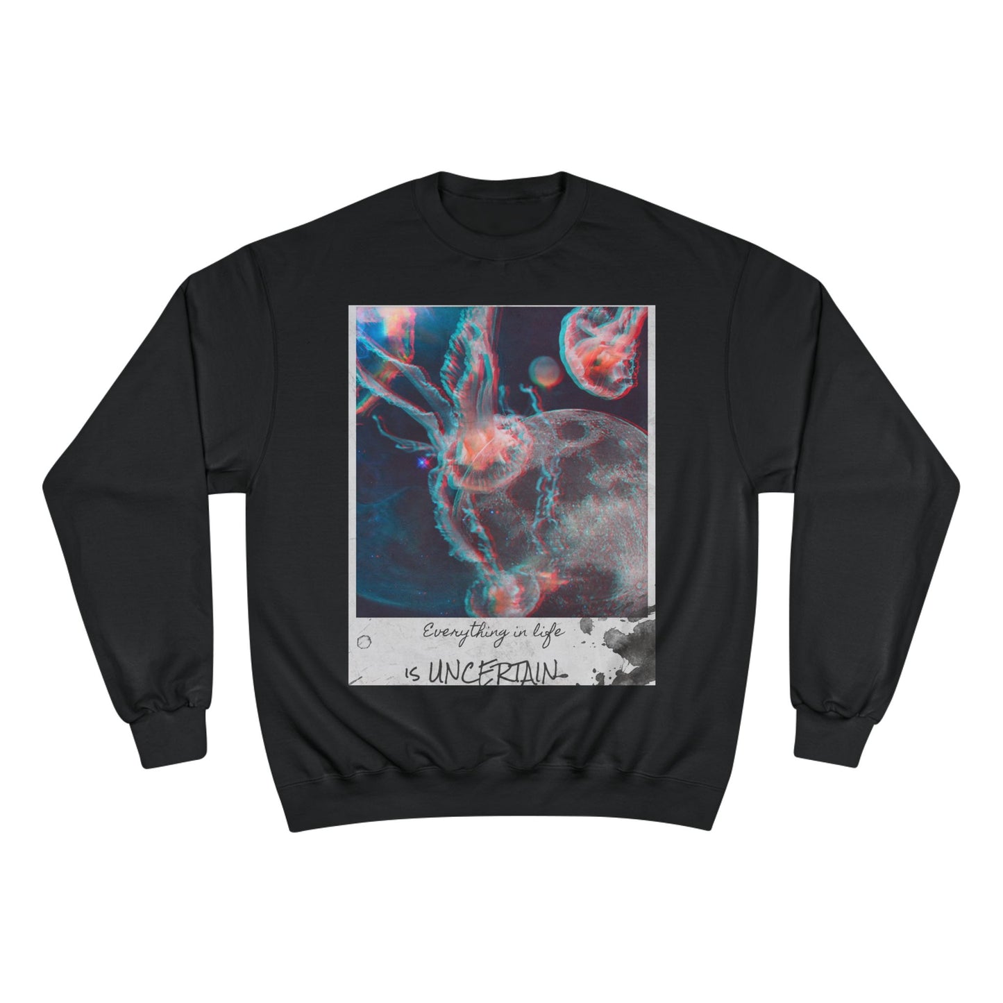 Jellyfish Polaroid Print Sweatshirt | Uncertain Life Quote